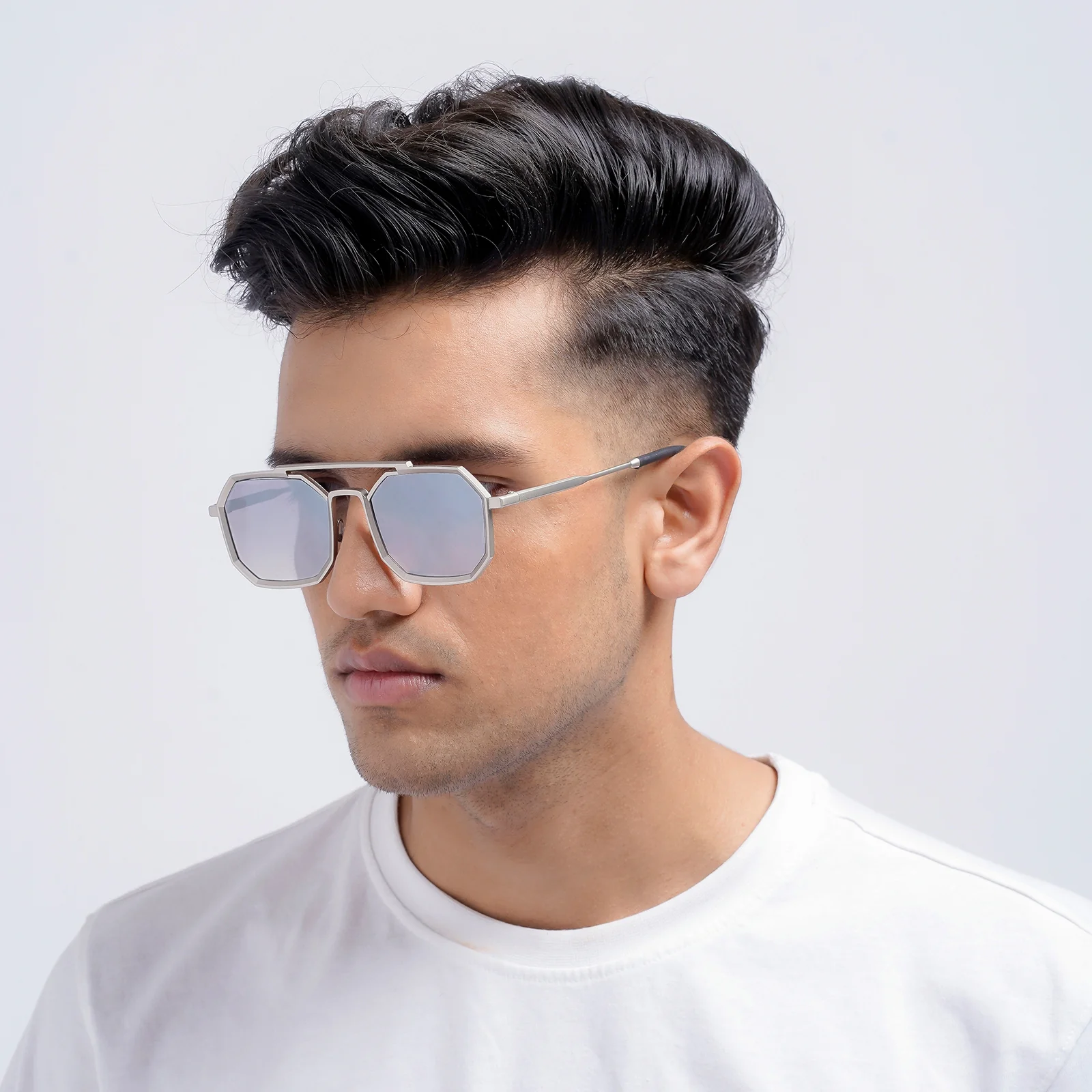 Urbano Silver Grey Rectangular Aviators - Image 2
