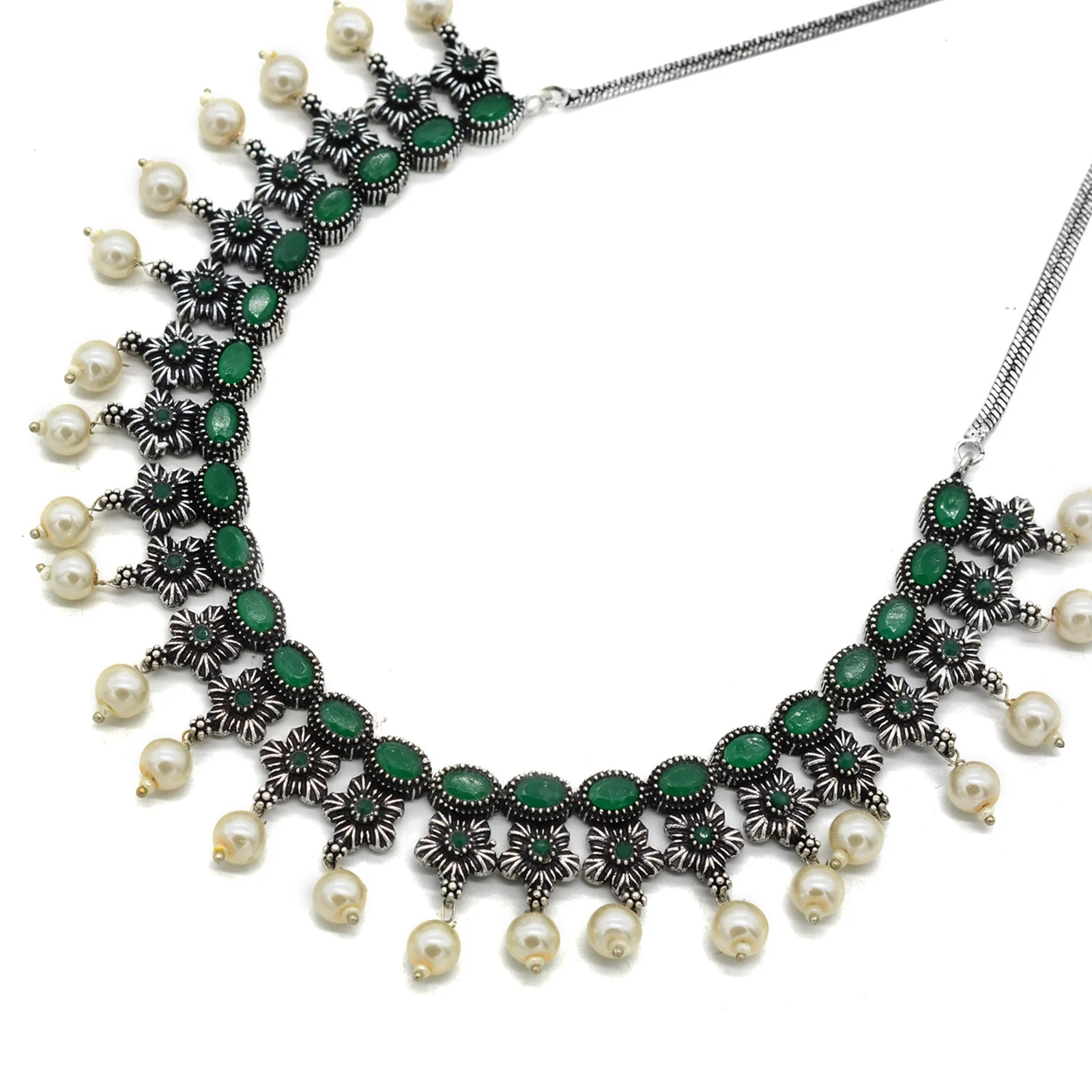 Urmi Green Silver Oxidized Jewelry Gift Set - Image 3