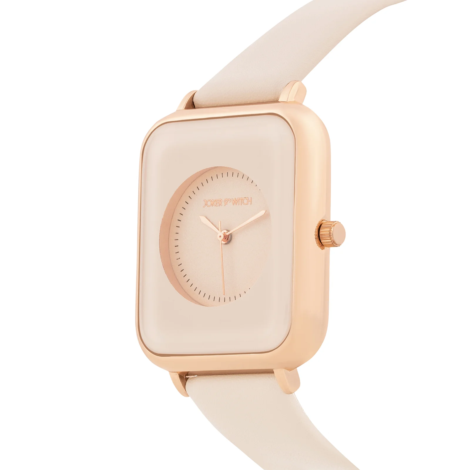 Utopia Beige Medium Rectangle Dial PU Strap Unisex Watch - Image 4