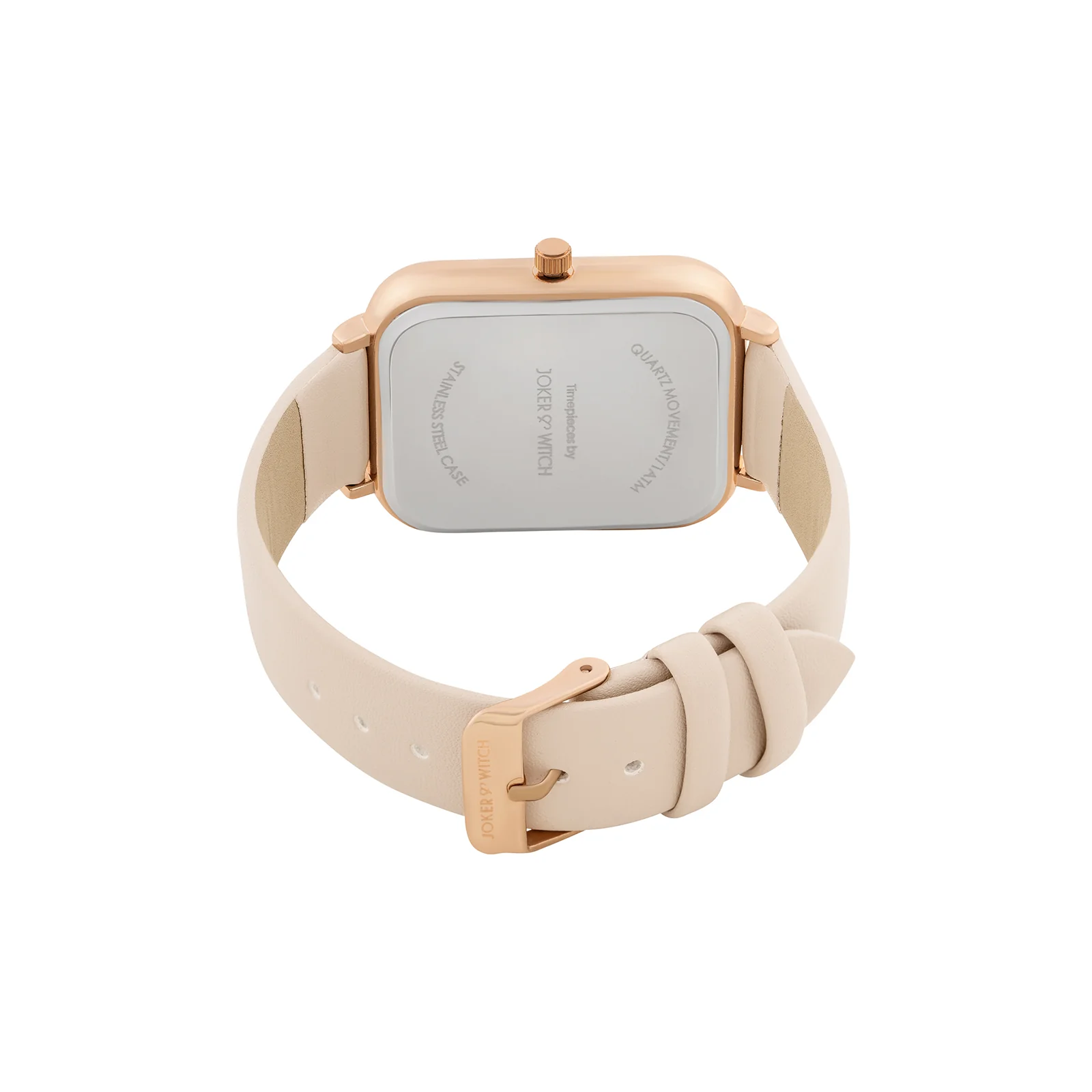 Utopia Beige Medium Rectangle Dial PU Strap Unisex Watch - Image 6