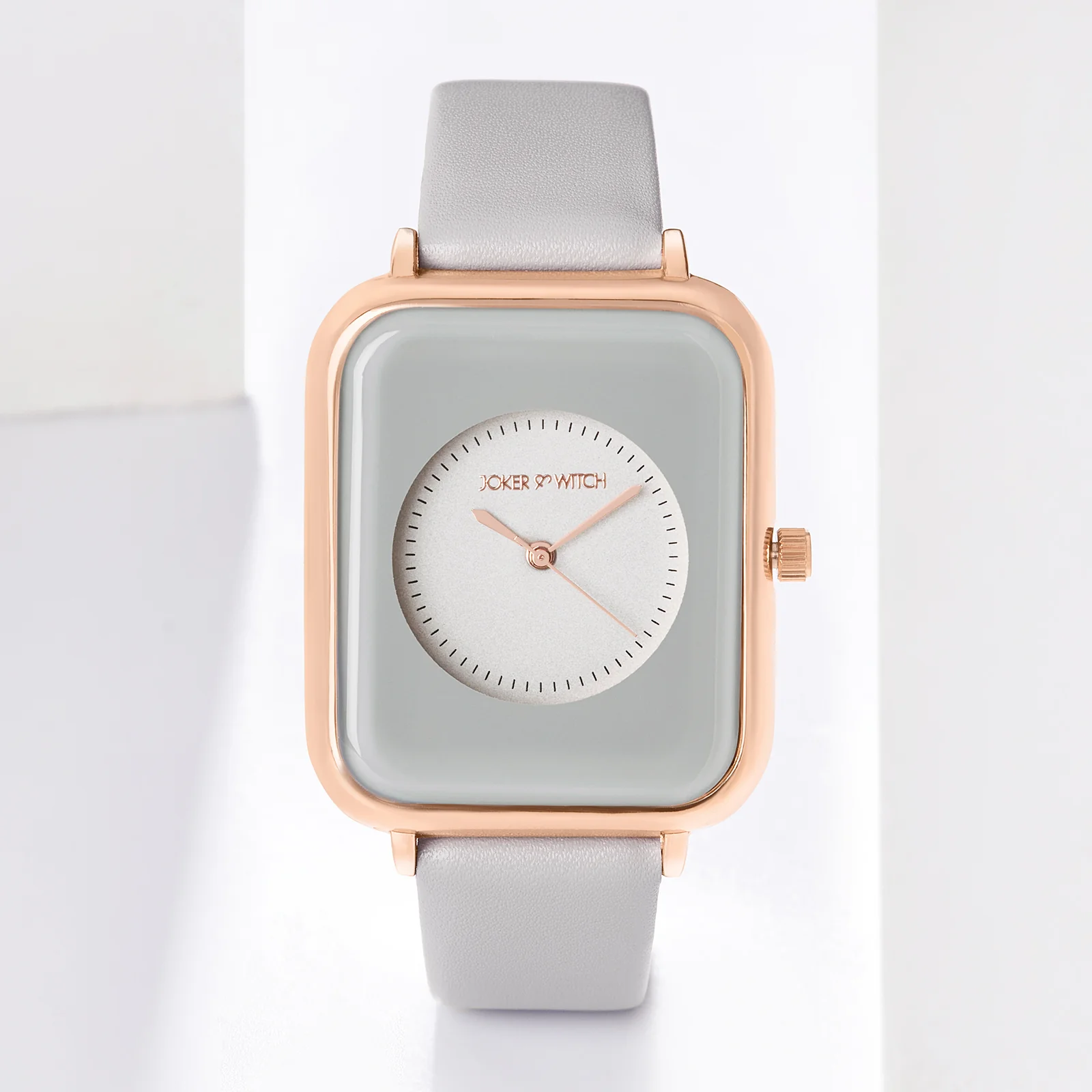 Utopia Light Grey Medium Rectangle Dial PU Strap Unisex Watch - Image 2