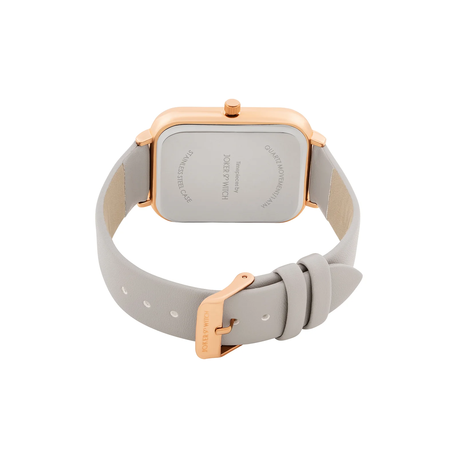 Utopia Light Grey Medium Rectangle Dial PU Strap Unisex Watch - Image 6