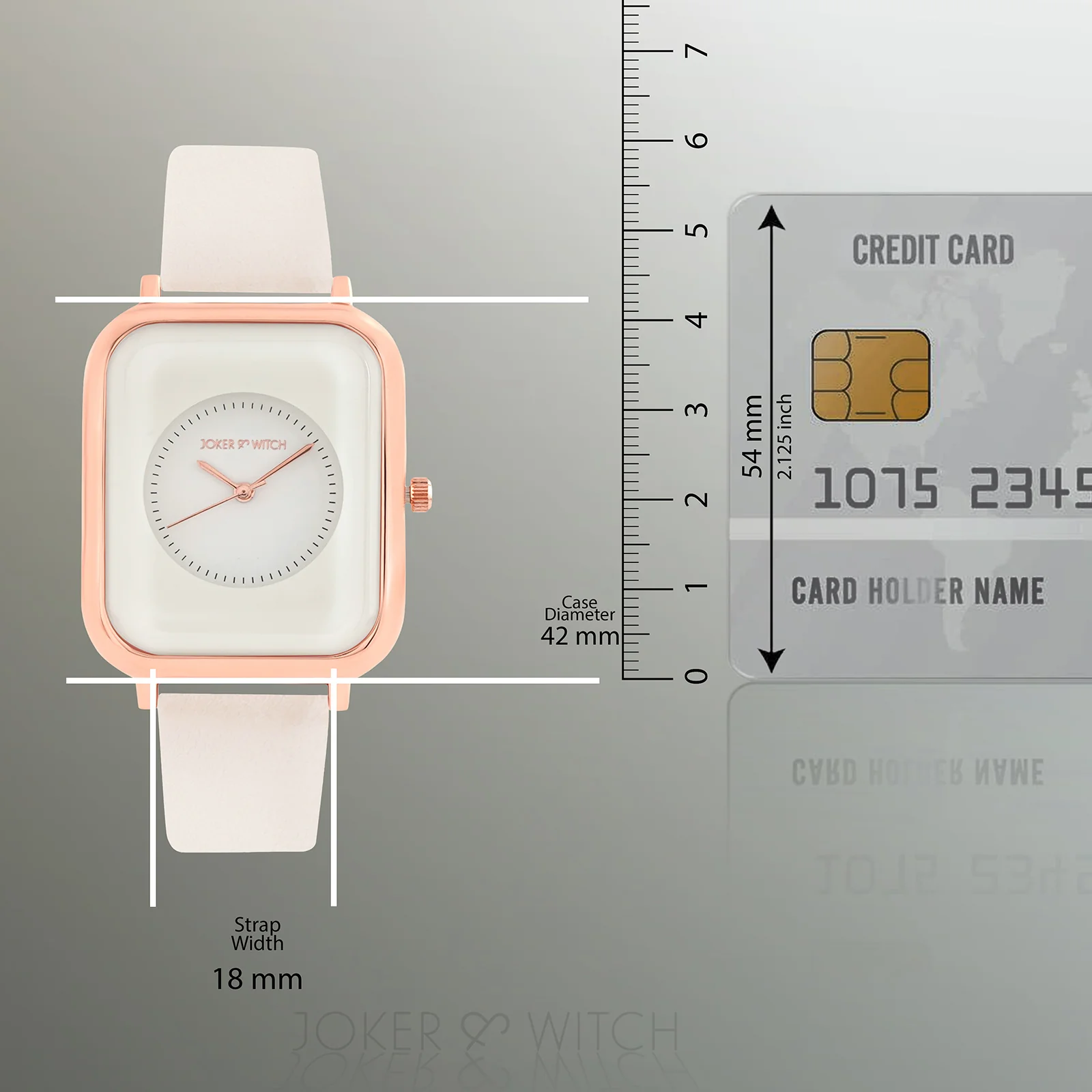 Utopia White Medium Rectangle Dial PU Strap Unisex Watch - Image 8