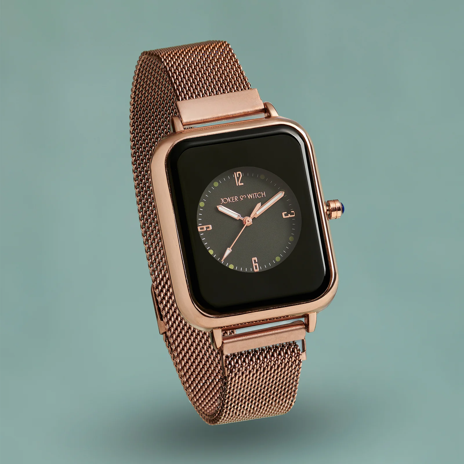 Utopia Black Medium Rectangle Dial Rose Gold Magnetic Strap Women's Watch