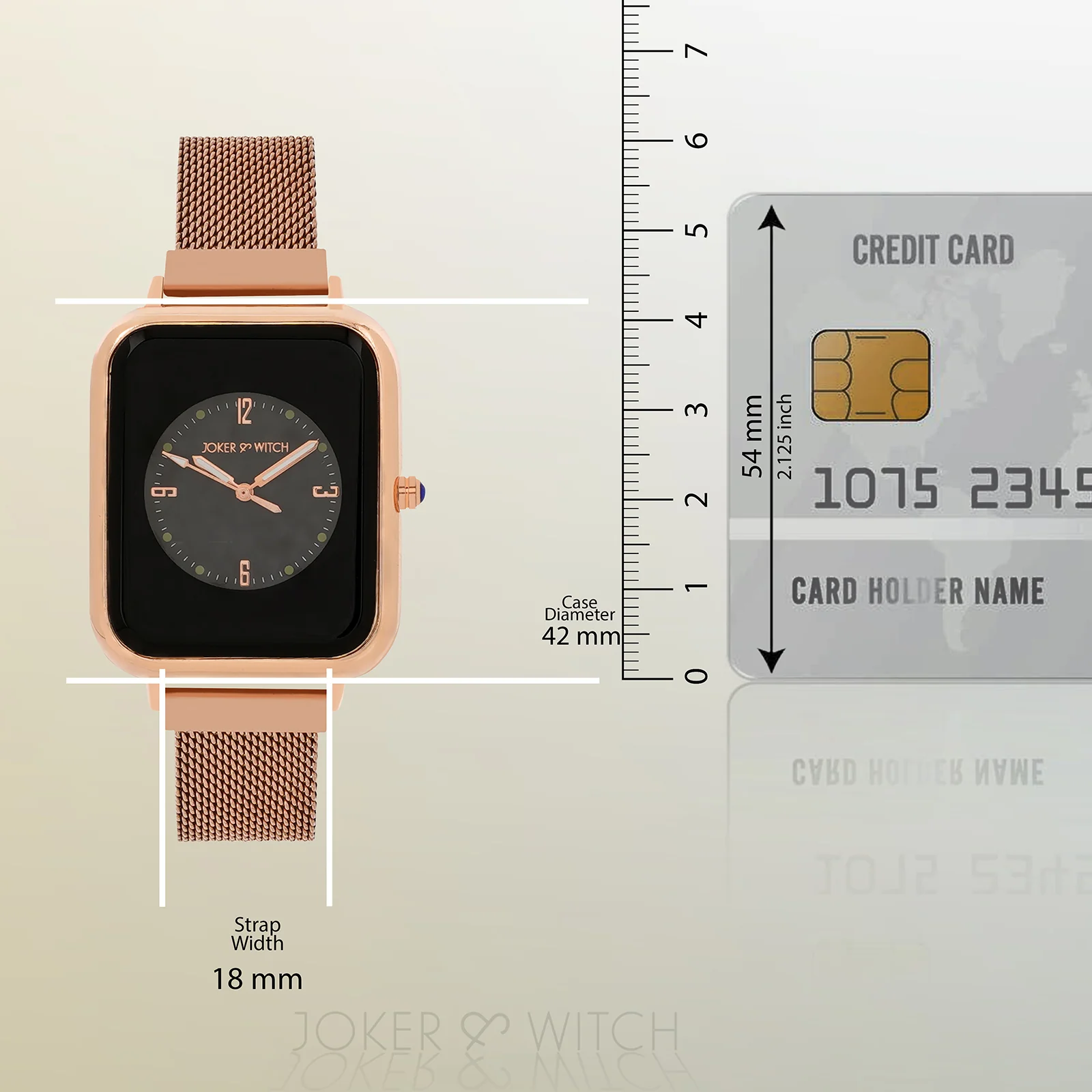 Utopia Black Medium Rectangle Dial Rose Gold Magnetic Strap Women's Watch - Image 8