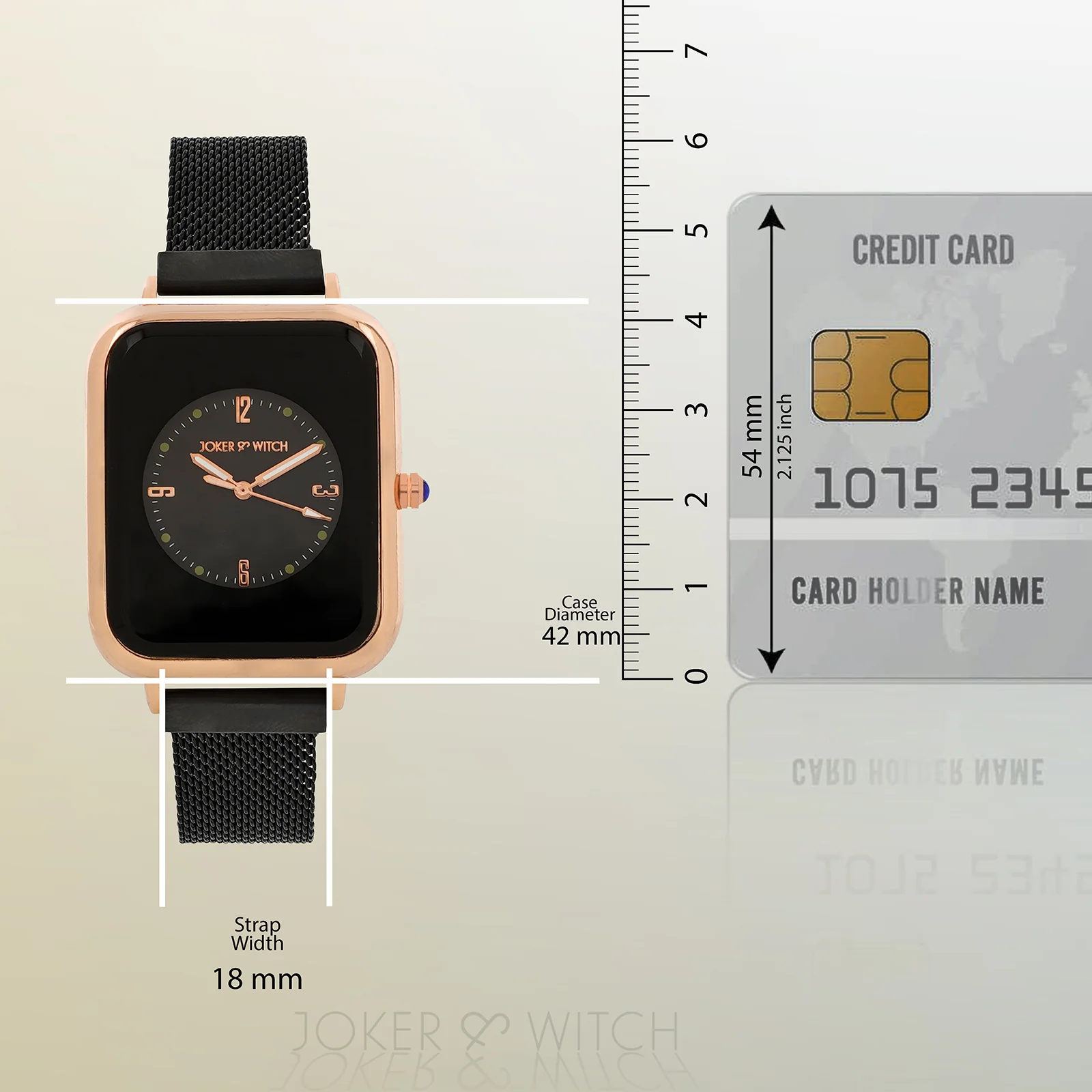 Utopia Black Medium Rectangle Dial Magnetic Strap Women's Watch - Image 8