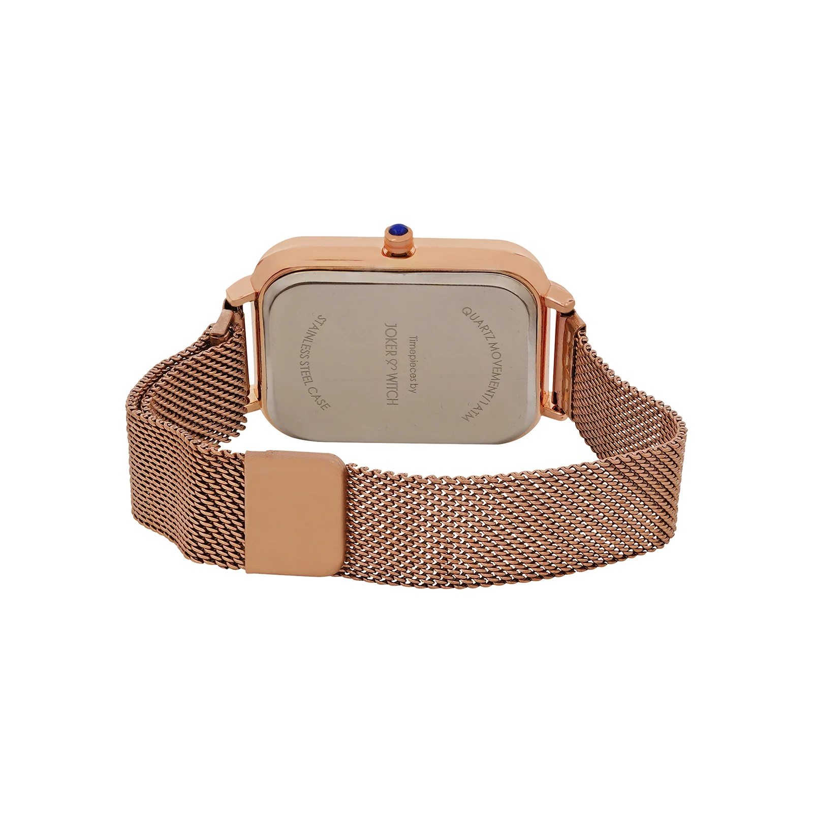 Utopia White Large Rectangle Dial Rose Gold Magnetic Strap Women's Watch - Image 6