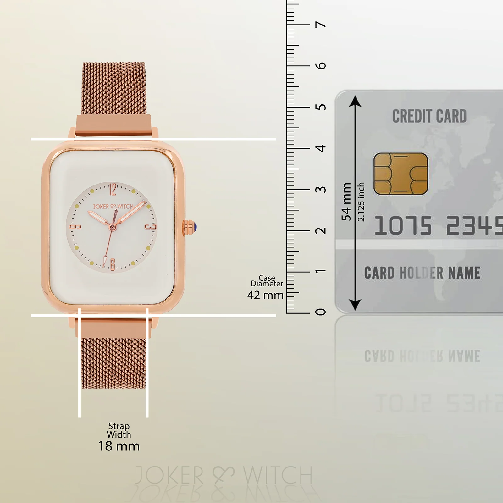 Utopia White Large Rectangle Dial Rose Gold Magnetic Strap Women's Watch - Image 8