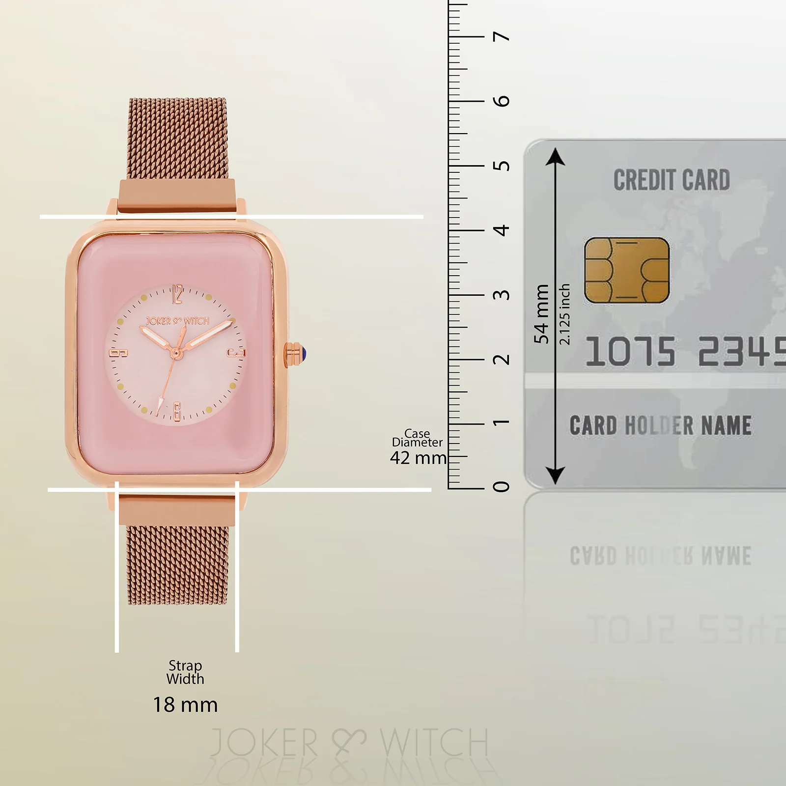 Utopia Pink Medium Rectangle Dial Rose Gold Magnetic Strap Women's Watch - Image 8
