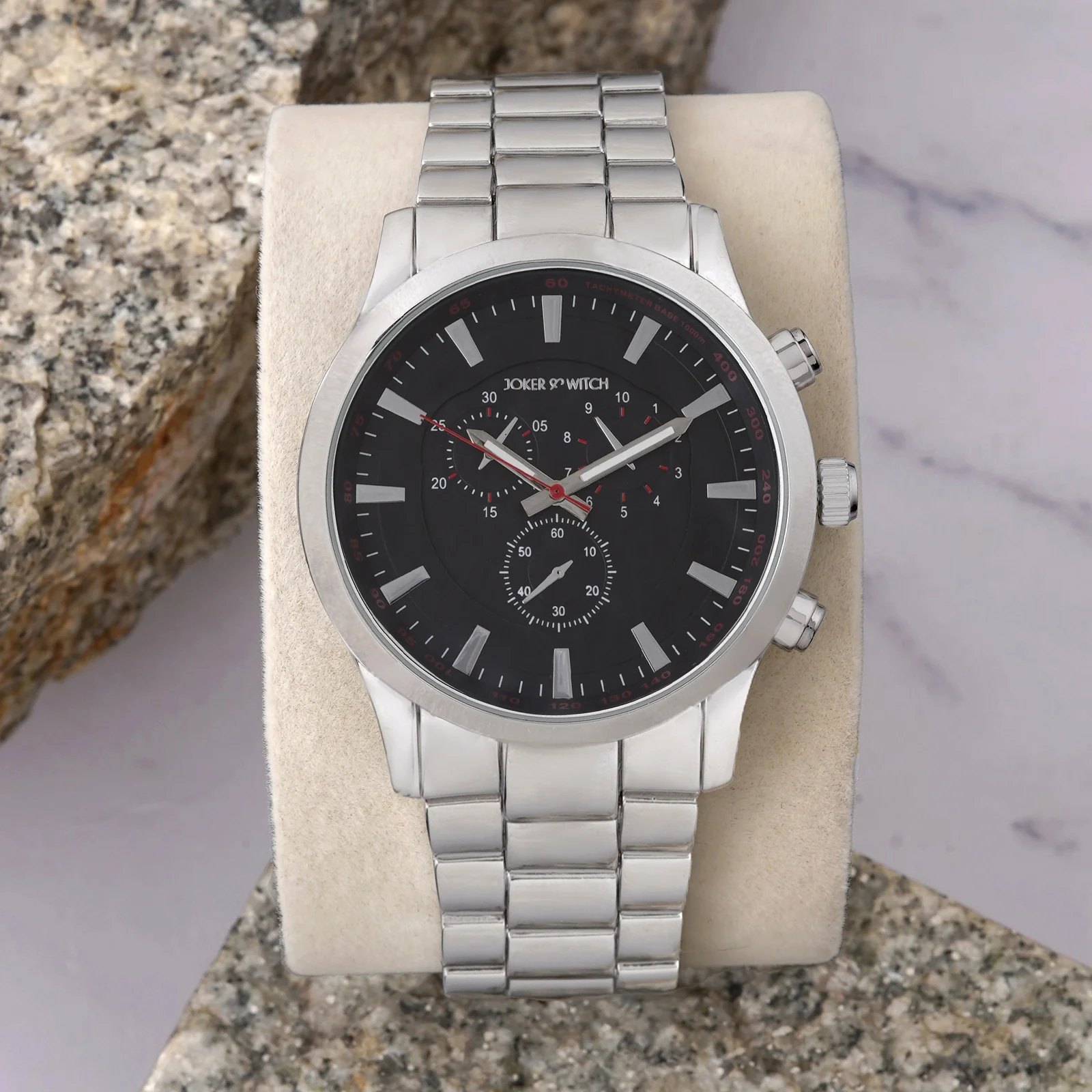 Vader Black XLarge Dial Silver Linked Chain Strap Men's Watch - Image 2
