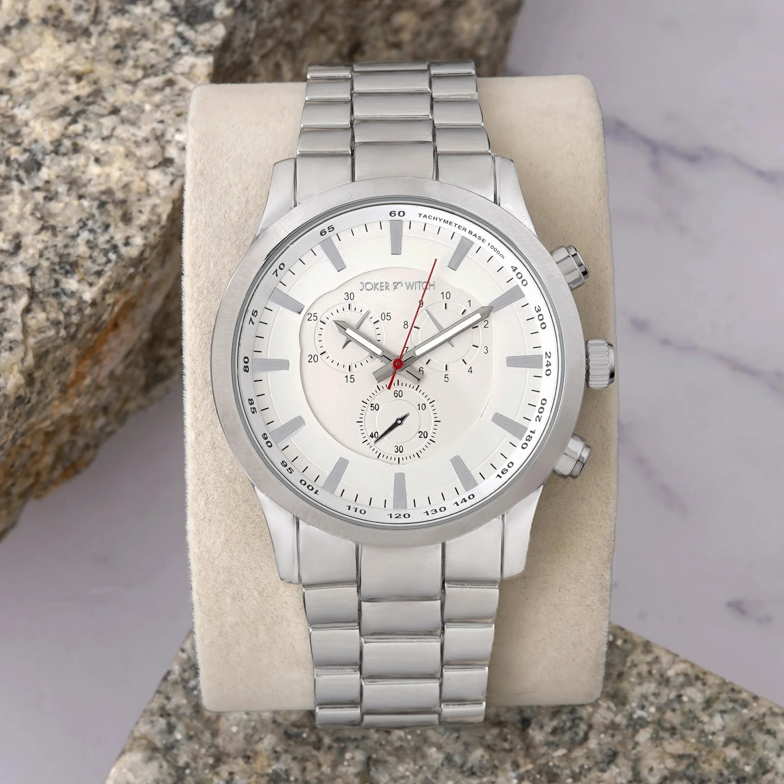 Vader White XLarge Dial Silver Linked Chain Strap Men's Watch - Image 3