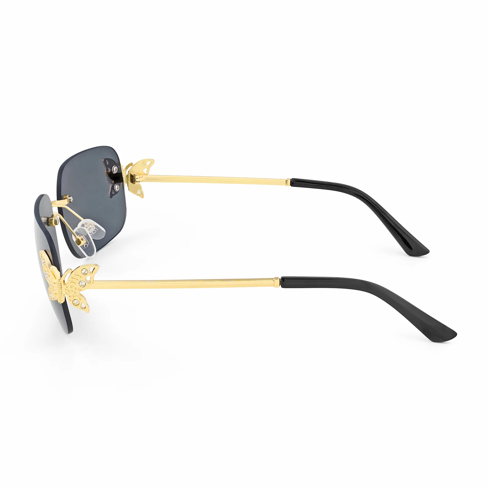 Vanessa Butterfly Sunglasses With A Gold Frame And Grey Ombre Lenses - Image 5