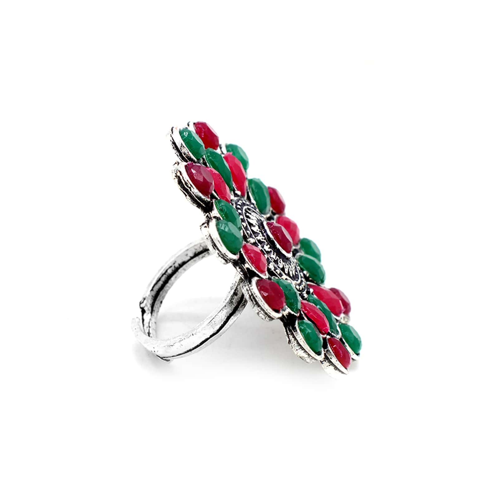 Vani Multi Colored Stone Silver Ring - Image 4