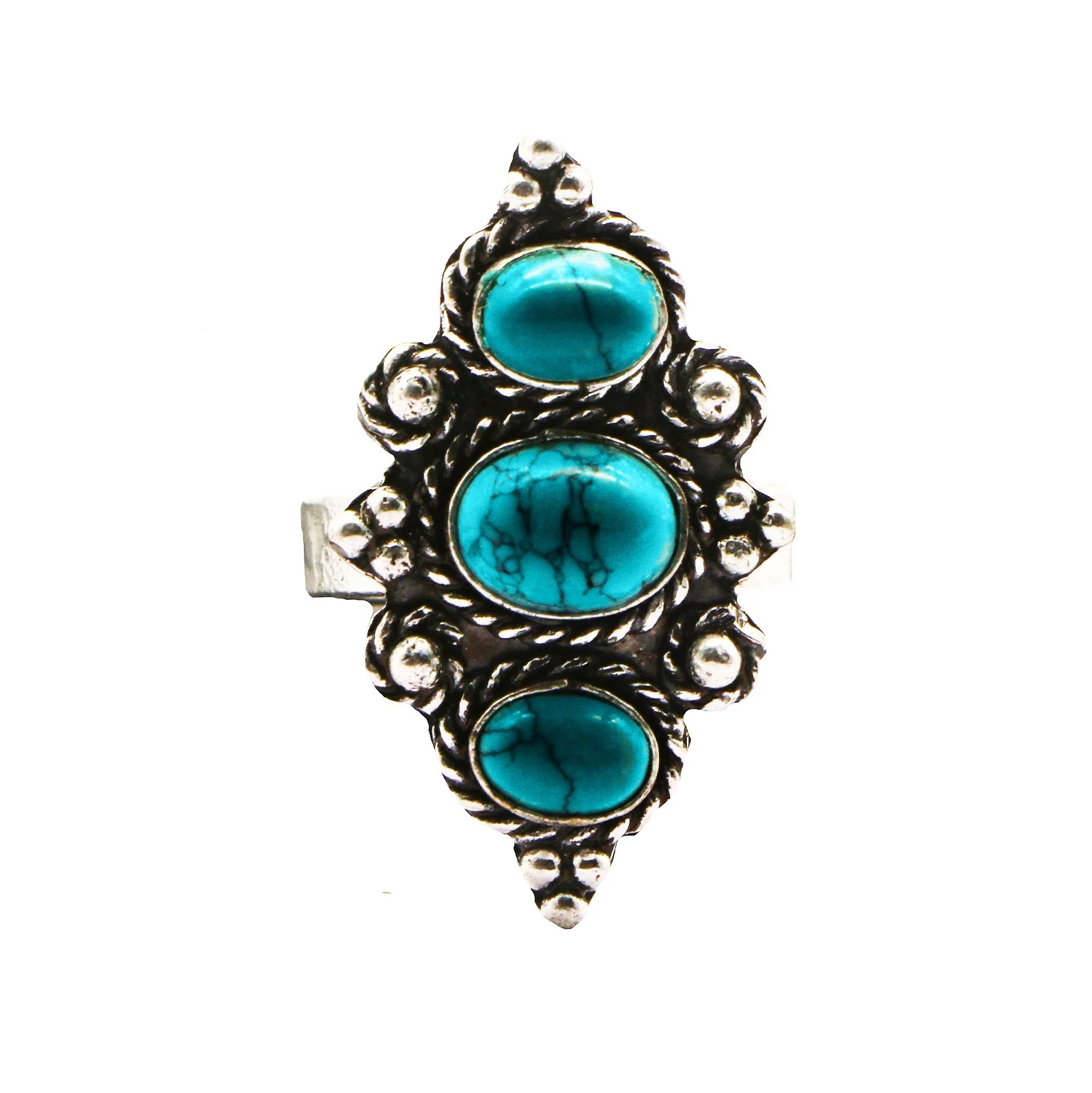 Veena Turquoise Silver Oxidized Ring - Image 3