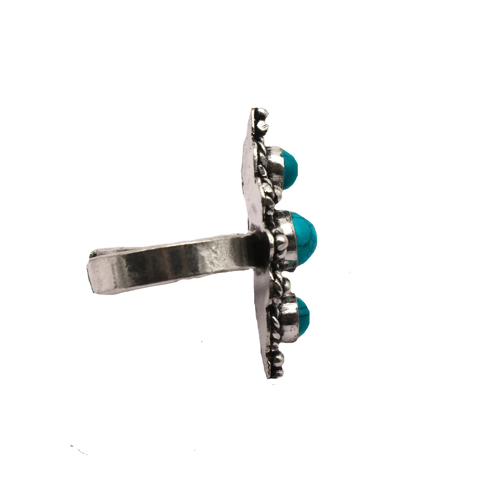 Veena Turquoise Silver Oxidized Ring - Image 5