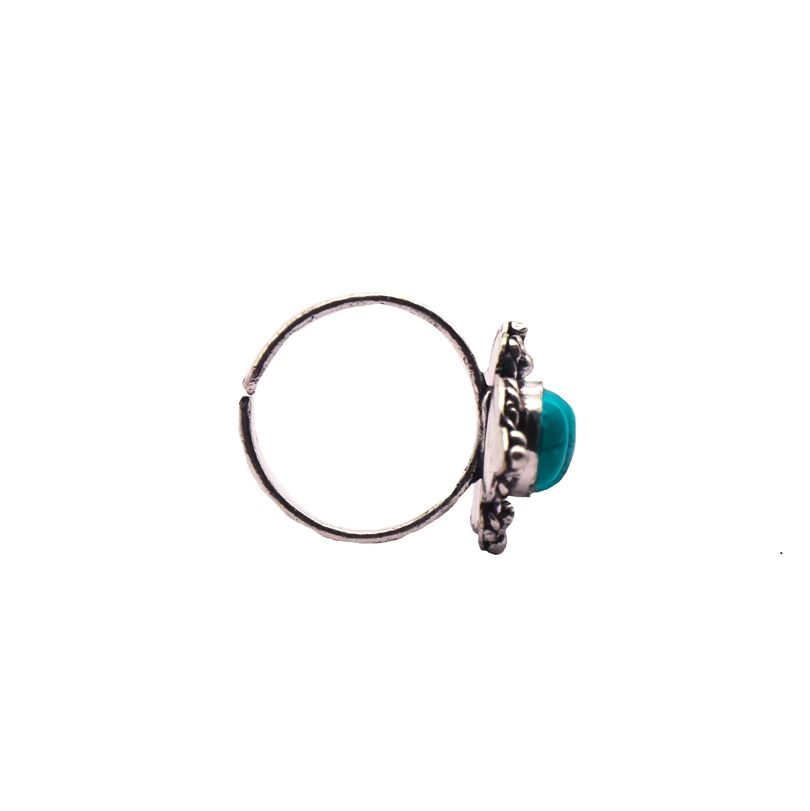 Veena Turquoise Silver Oxidized Ring - Image 6