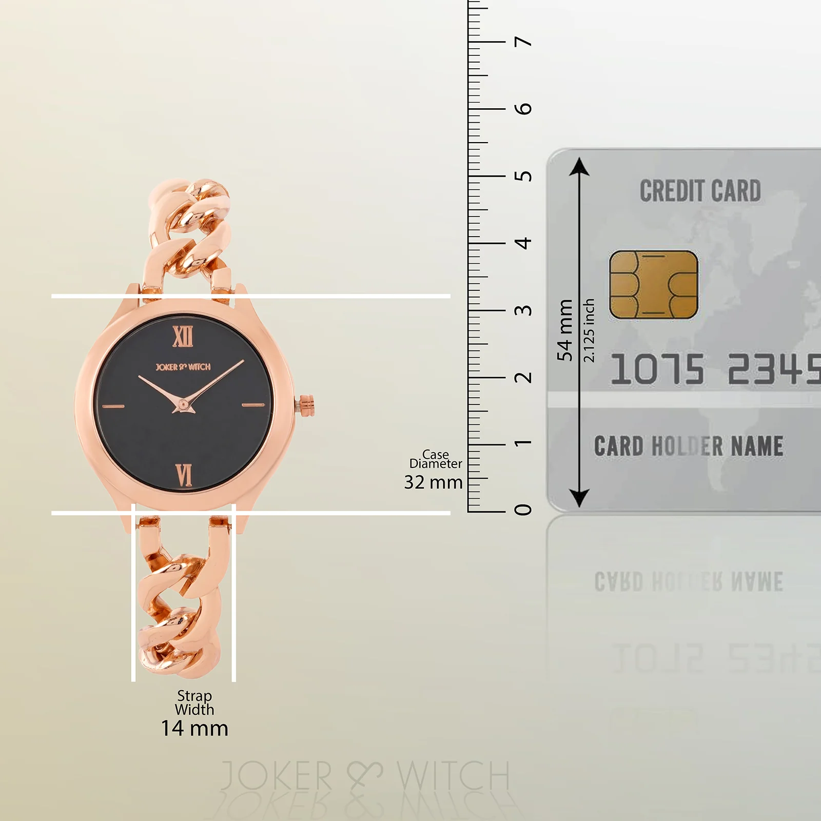 Vegas Black Medium Dial Rose Gold Bracelet Strap Women's Watch - Image 8