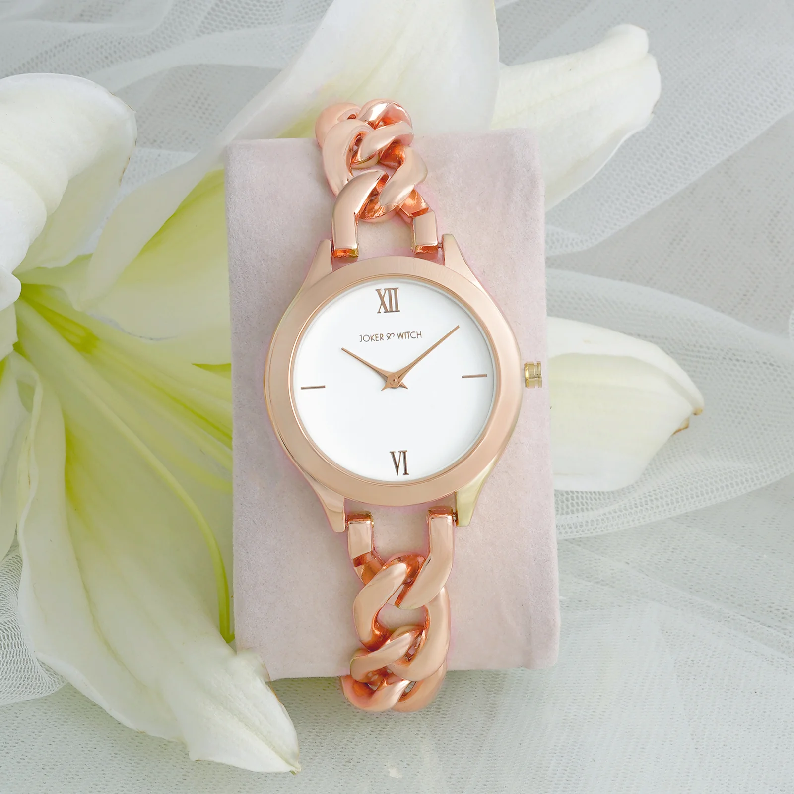 Vegas White Medium Dial Rose Gold Bracelet Strap Women's Watch - Image 3