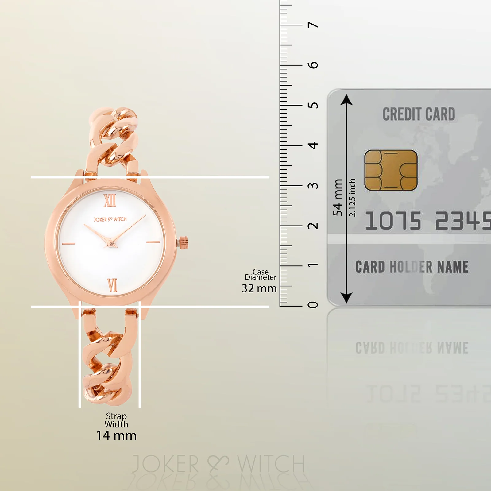 Vegas White Medium Dial Rose Gold Bracelet Strap Women's Watch - Image 8