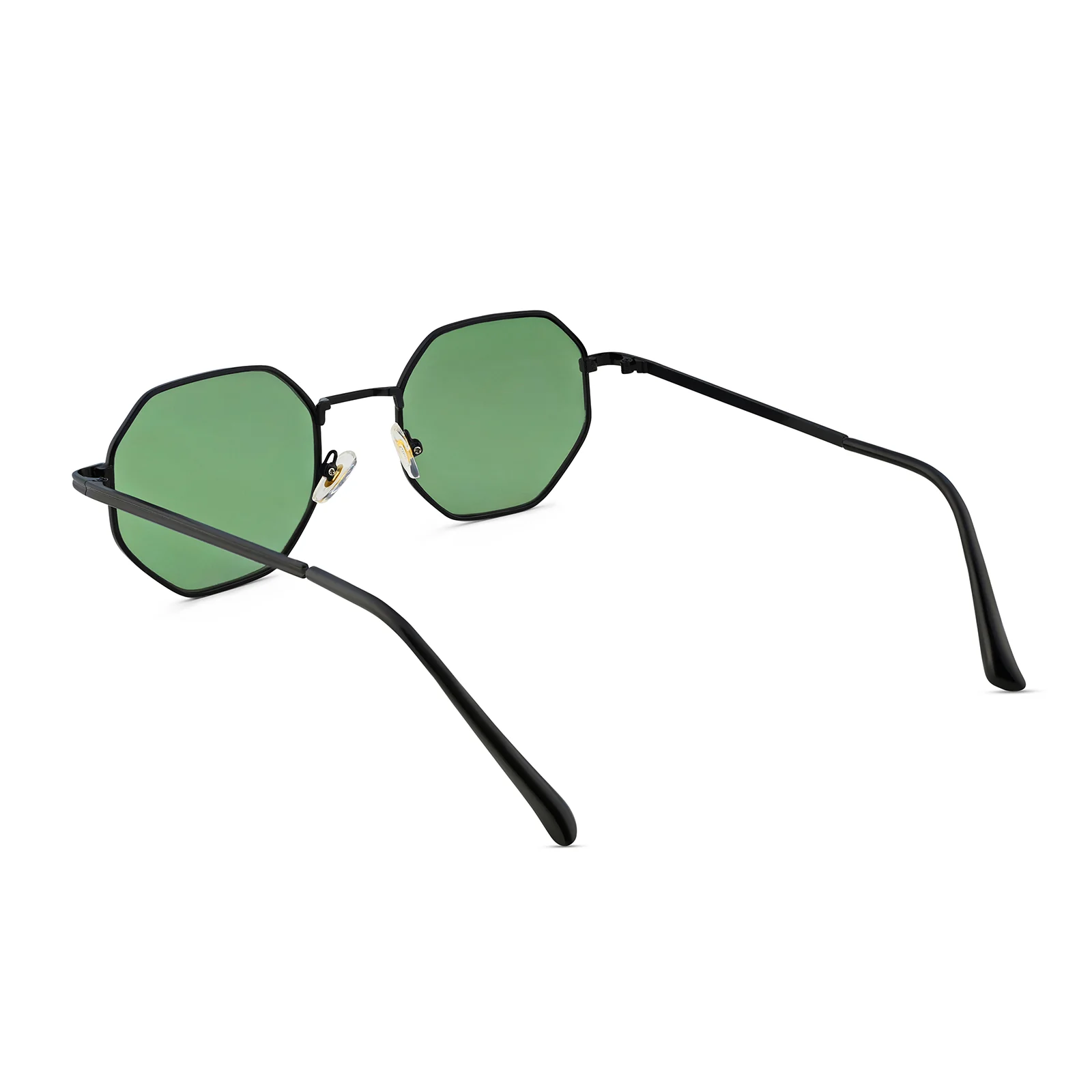 Velour Octagon Dark Green Lens Black Frame Sunglasses - Image 7