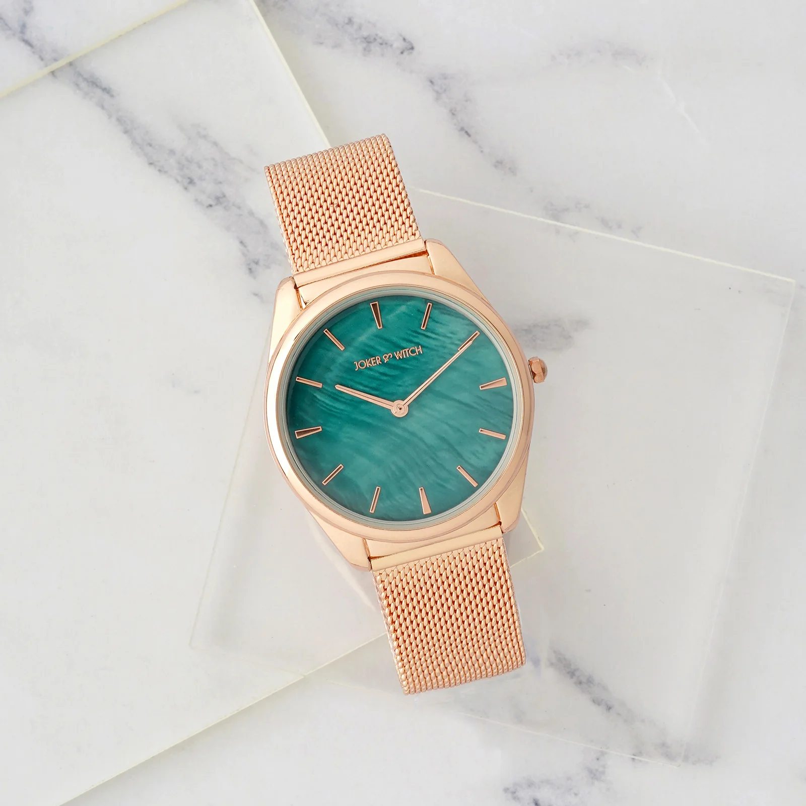 Venice Green Medium Dial Rose Gold Mesh Strap Women's Watch - Image 2