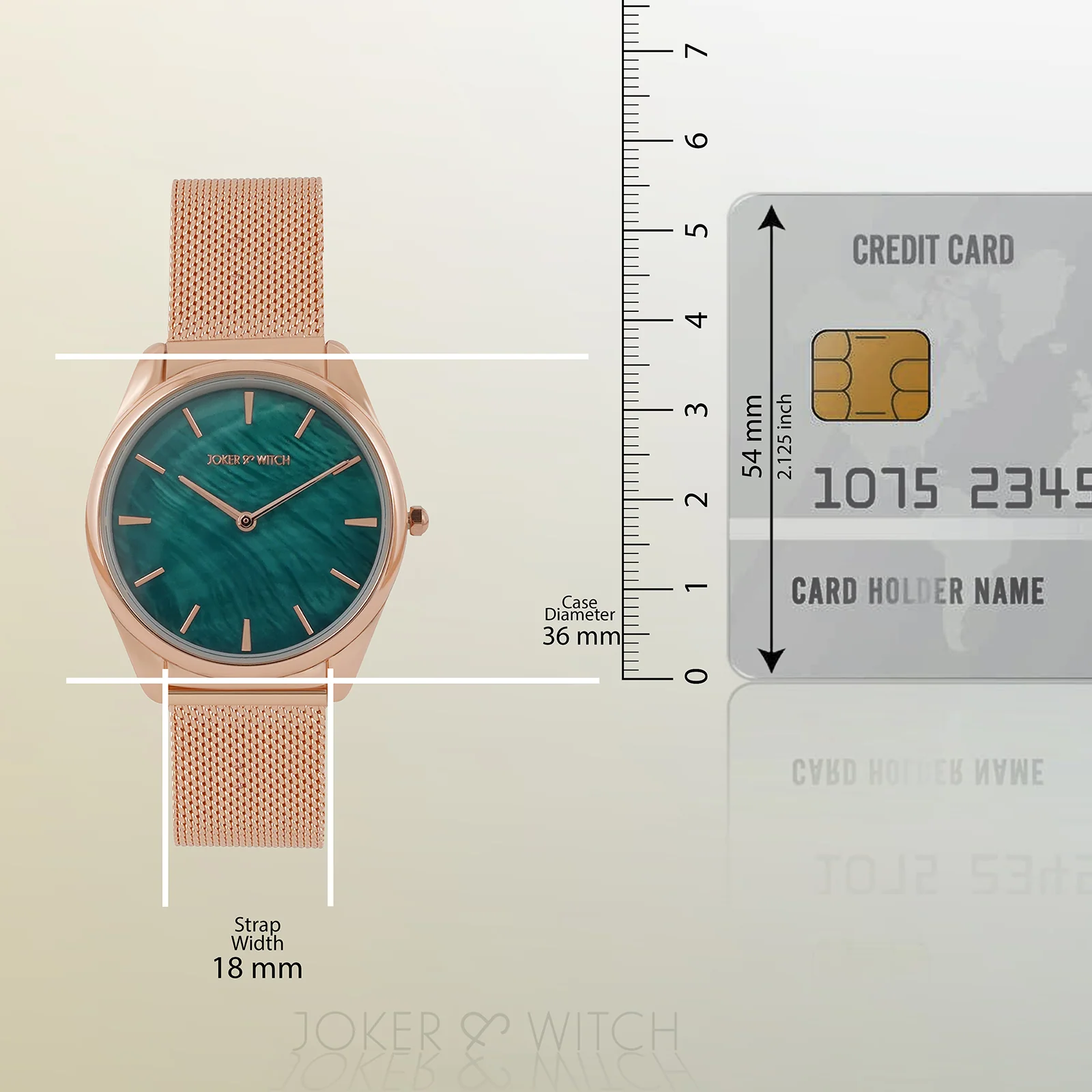 Venice Green Medium Dial Rose Gold Mesh Strap Women's Watch - Image 8