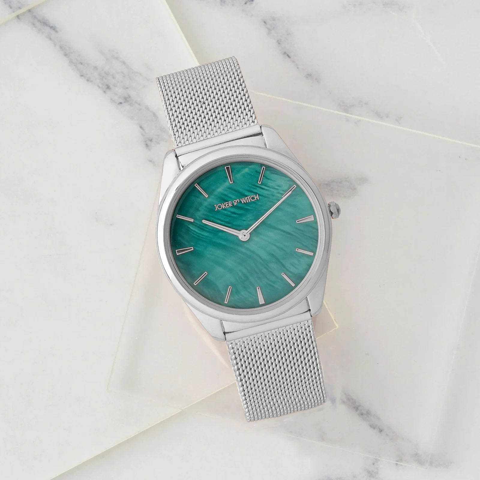 Venice Green Medium Dial Silver Mesh Strap Women's Watch - Image 2