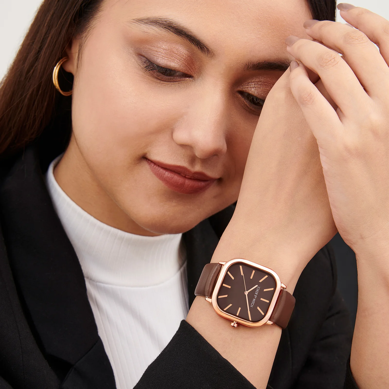 Vera Brown Medium Square Dial PU Strap Women's Watch - Image 2