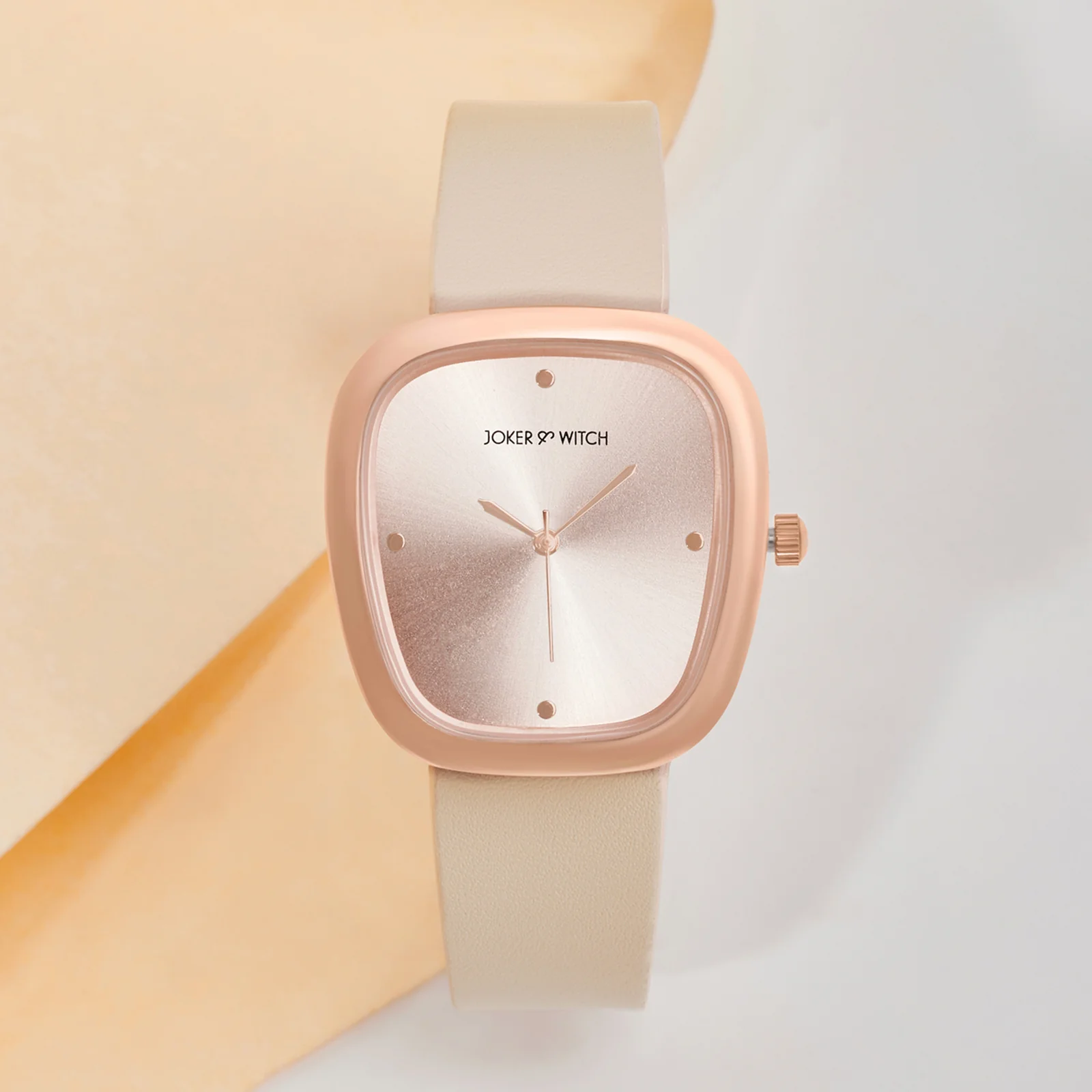 Verity Beige Medium Square Dial PU Strap Women's Watch - Image 2
