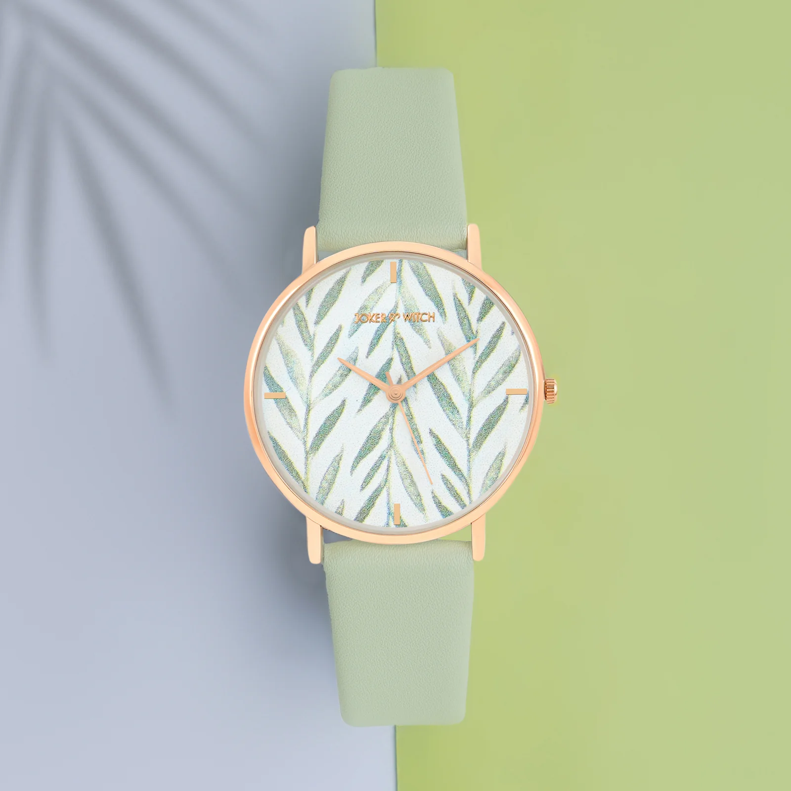 Printed Very Leafy White Medium Dial Green PU Strap Women's Watch - Image 2