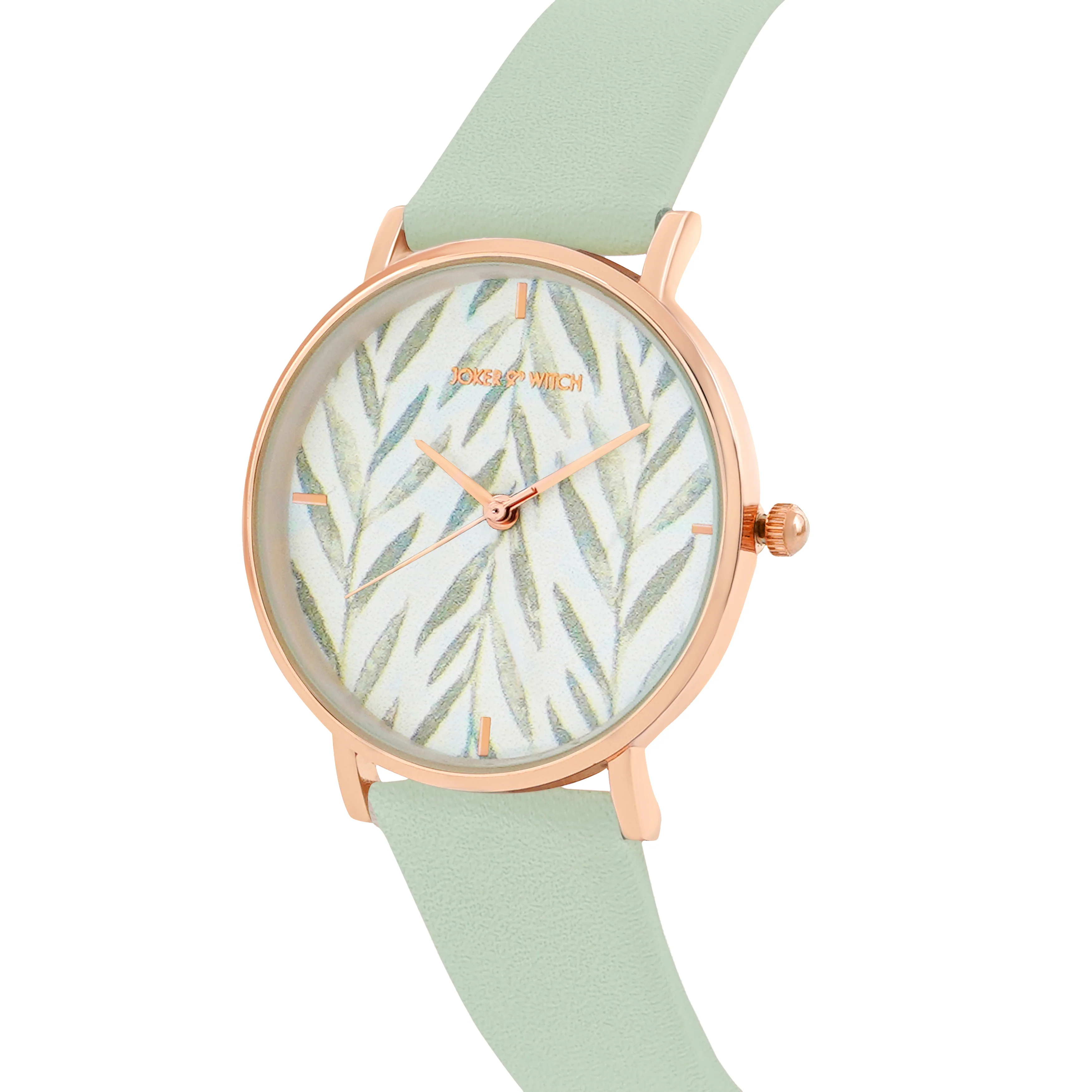 Printed Very Leafy White Medium Dial Green PU Strap Women's Watch - Image 4