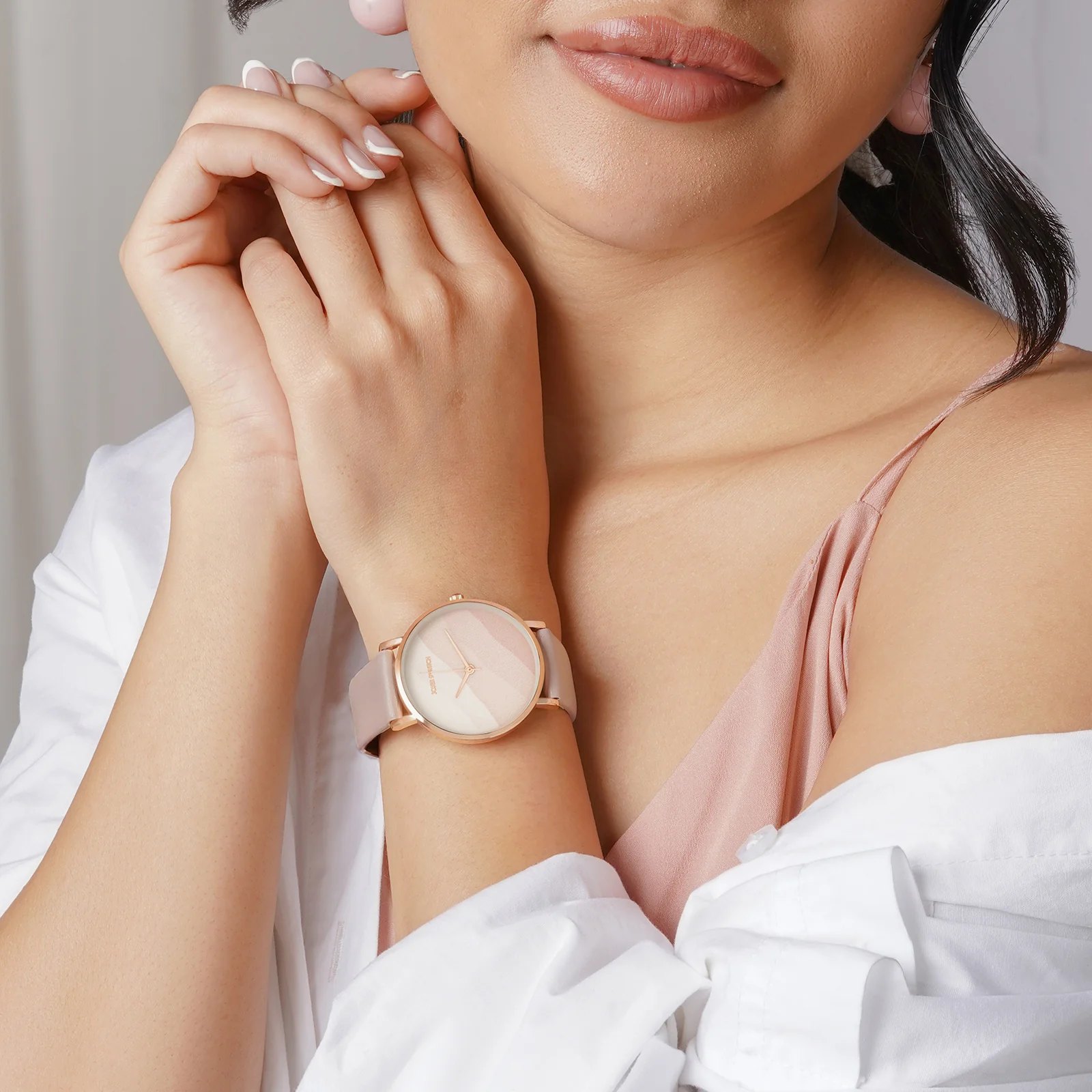 Printed Vibrant Pink Medium Dial PU Strap Women's Watch - Image 2