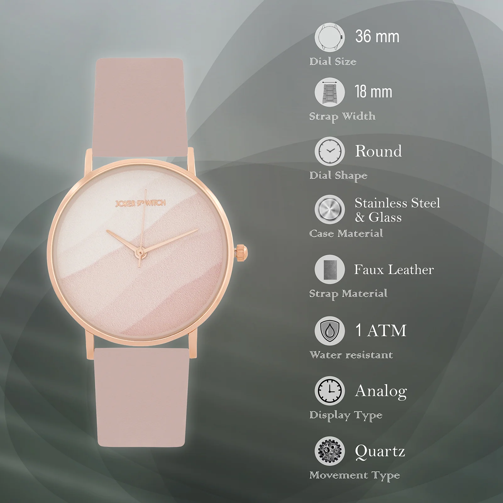 Printed Vibrant Pink Medium Dial PU Strap Women's Watch - Image 7