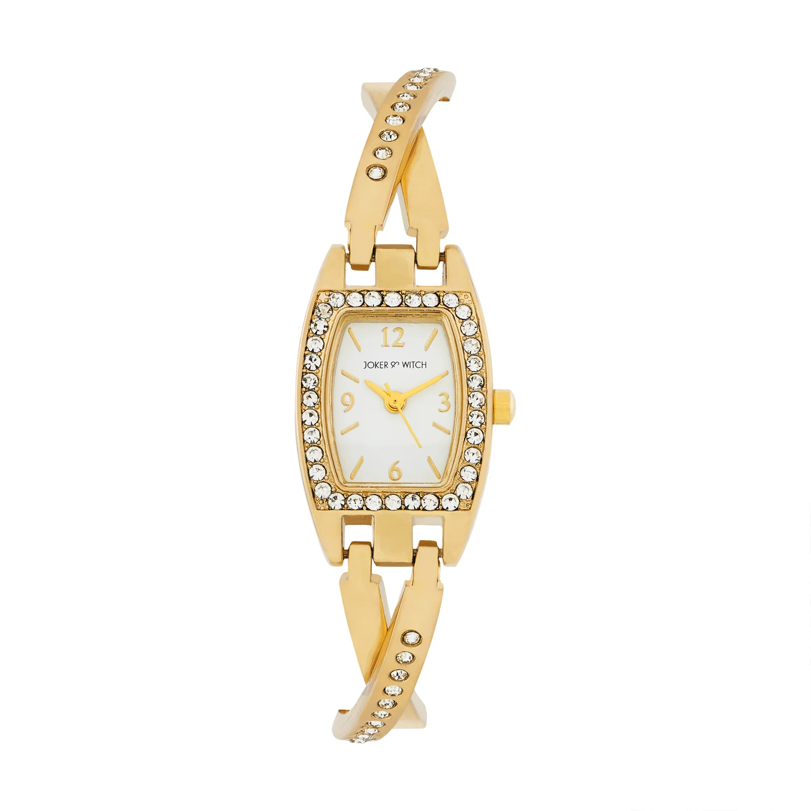 Victoria White Medium Hexagon Rhinestone Dial Gold Bracelet Strap Women's Watch - Image 3