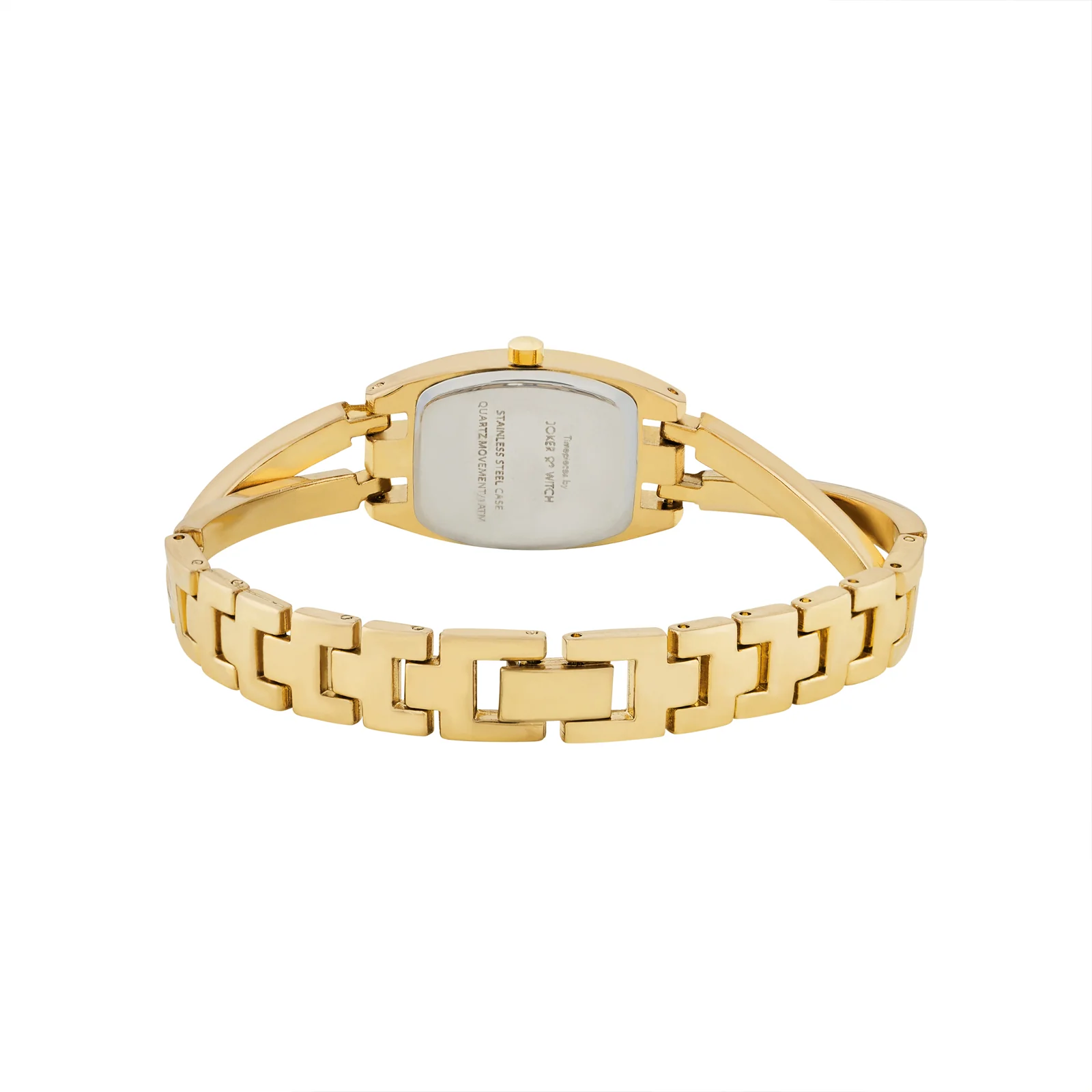 Victoria White Medium Hexagon Rhinestone Dial Gold Bracelet Strap Women's Watch - Image 6