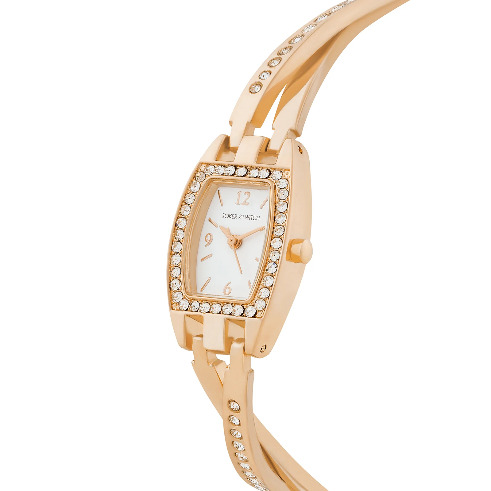 Victoria White Medium Hexagon Rhinestone Dial Rose Gold Linked Chain Strap Women's Watch - Image 4