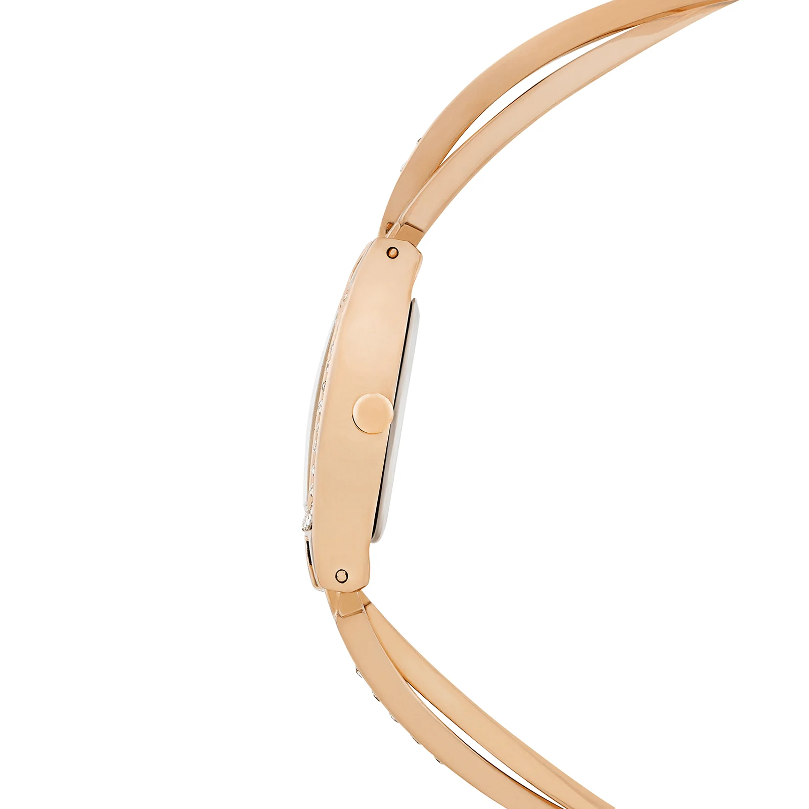 Victoria White Medium Hexagon Rhinestone Dial Rose Gold Linked Chain Strap Women's Watch - Image 5