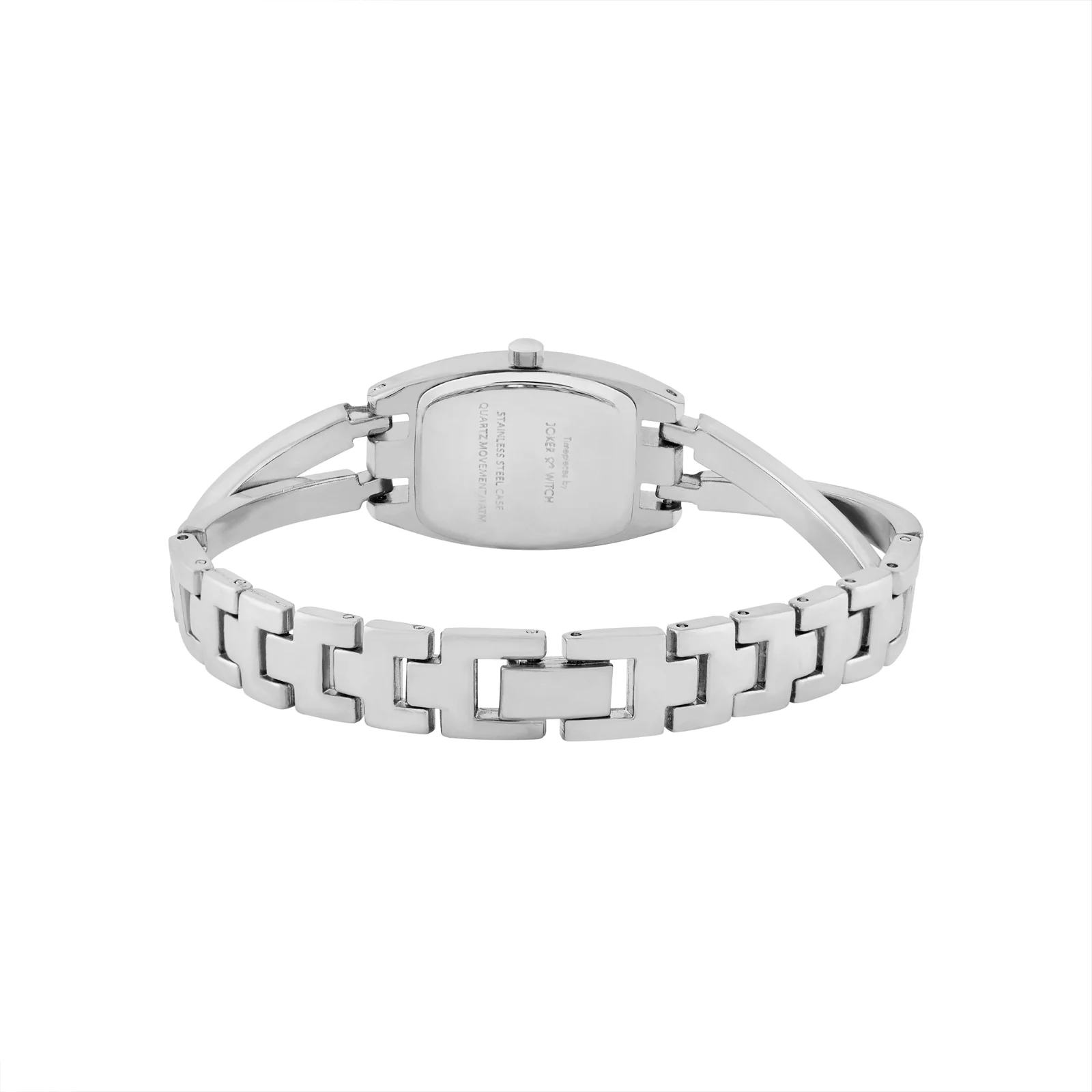 Victoria White Medium Hexagon Rhinestone Dial Silver Bracelet Strap Women's Watch - Image 6