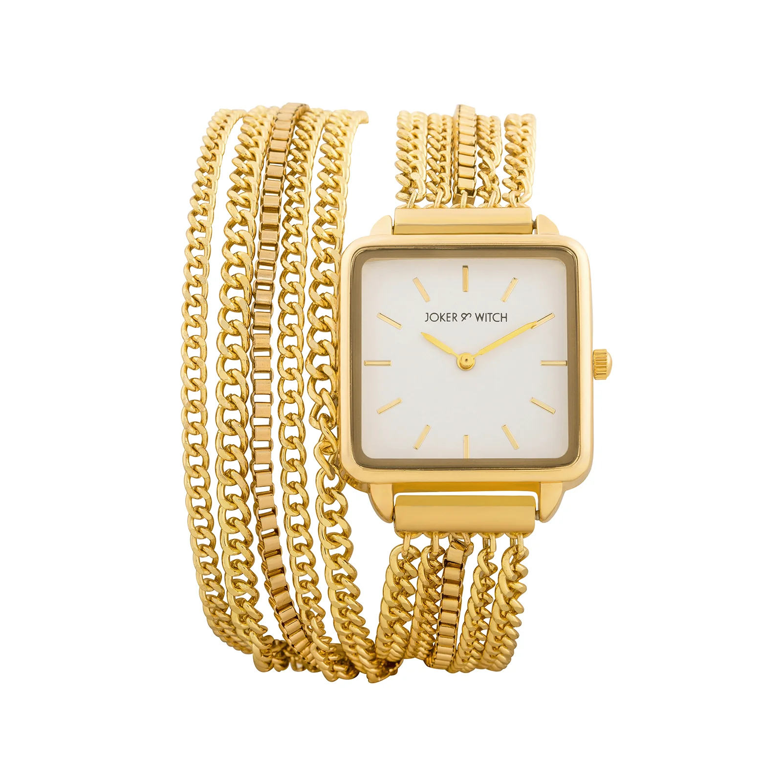Vine White Small Square Dial Gold Chain Wrap Around Strap Women's Watch - Image 3