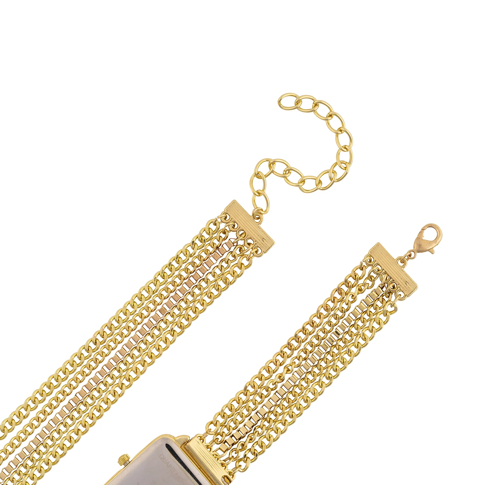 Vine White Small Square Dial Gold Chain Wrap Around Strap Women's Watch - Image 6