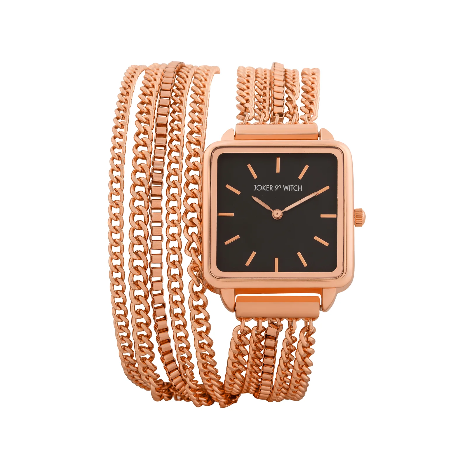 Vine Black Small Square Dial Rose Gold Chain Wrap Around Strap Women's Watch - Image 3