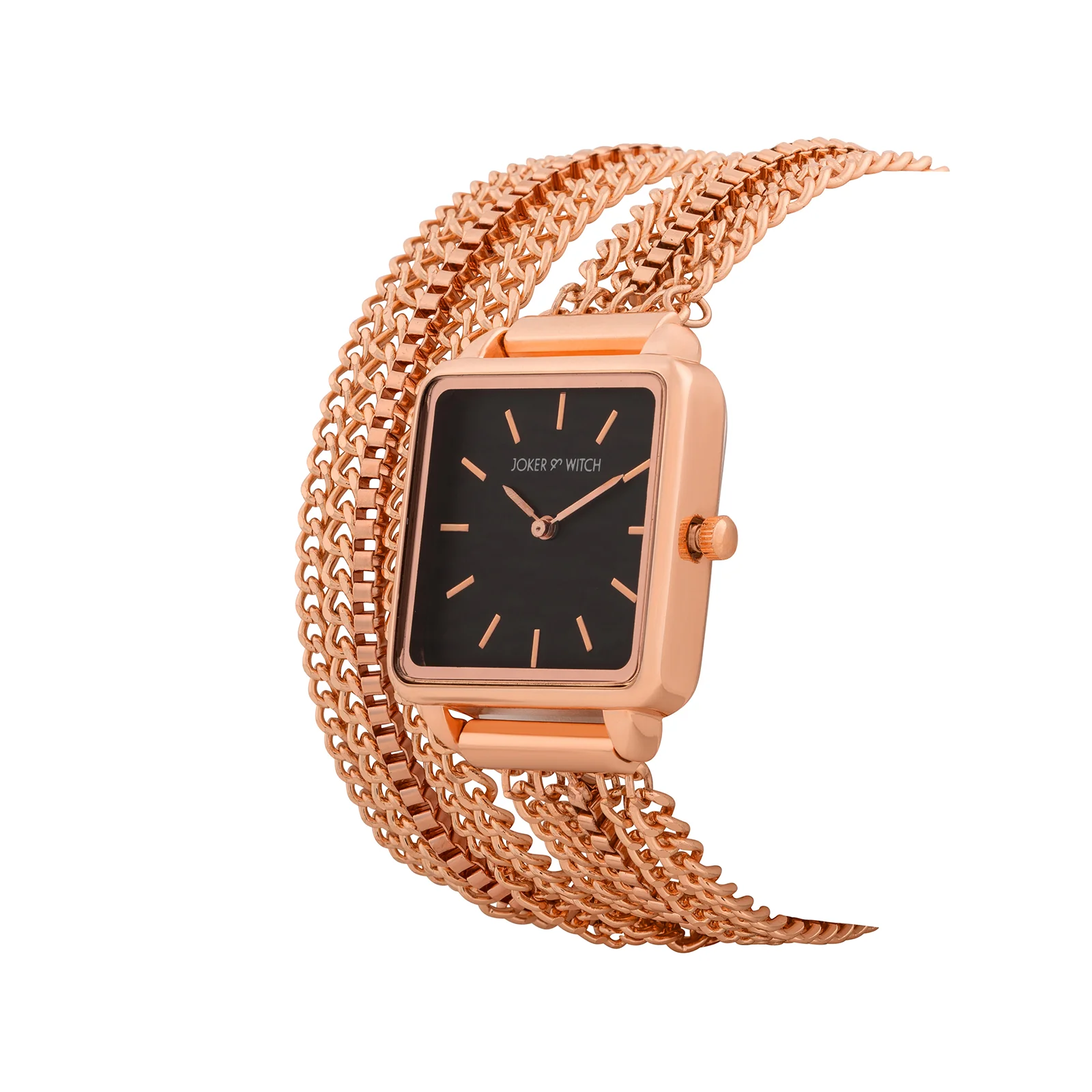 Vine Black Small Square Dial Rose Gold Chain Wrap Around Strap Women's Watch - Image 4