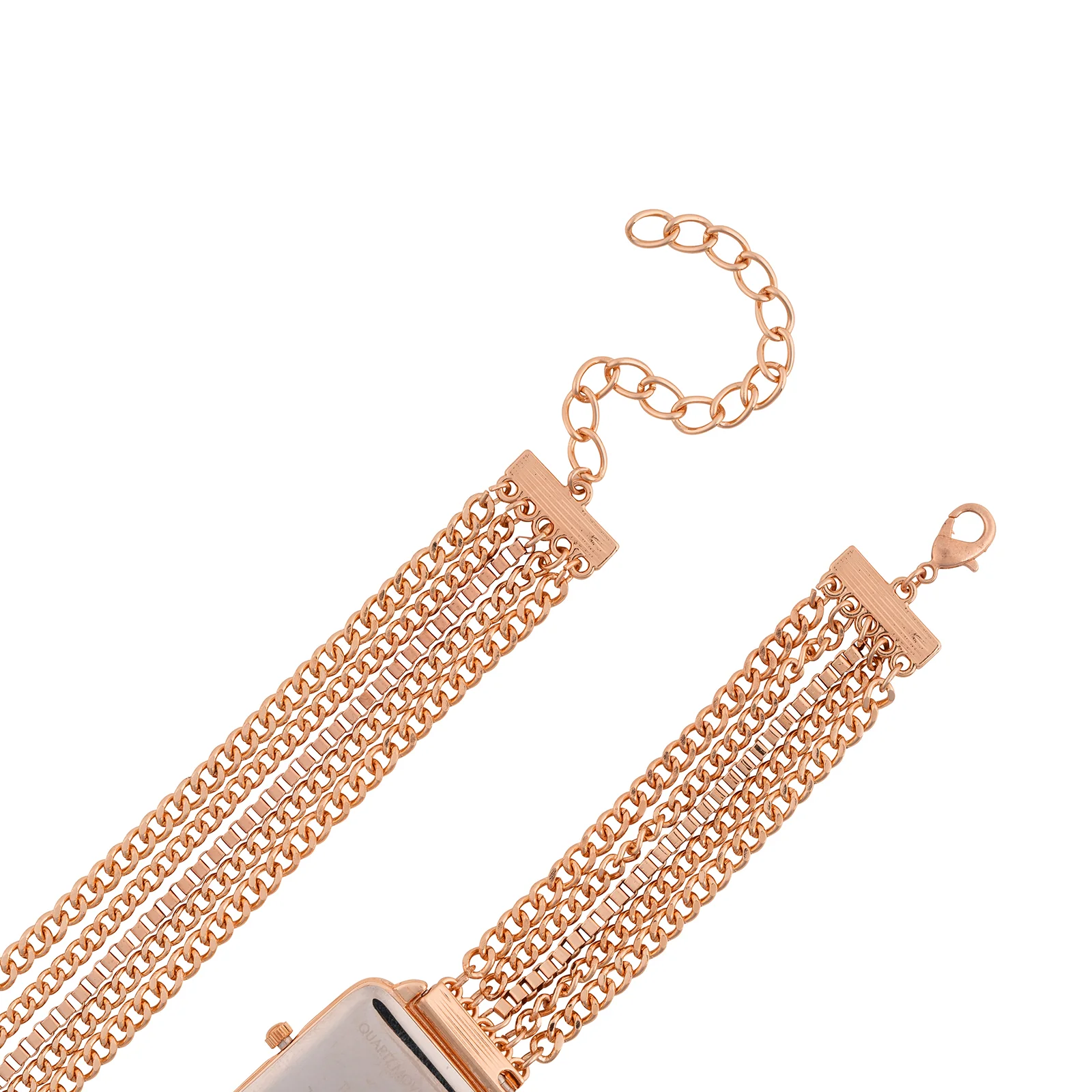 Vine Black Small Square Dial Rose Gold Chain Wrap Around Strap Women's Watch - Image 6