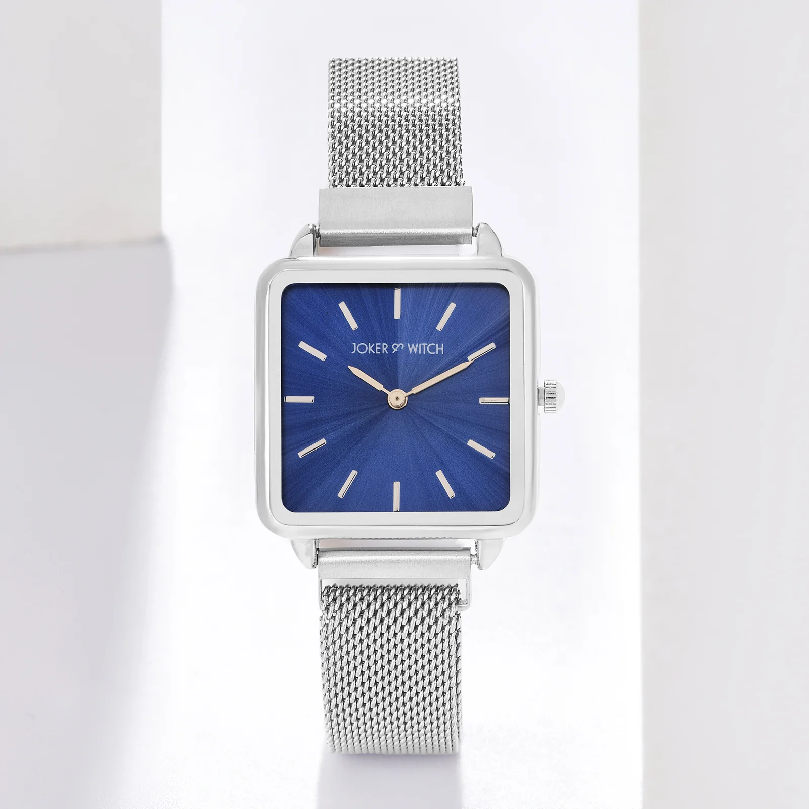 Vintage Blue Small Square Dial Silver Magnetic Strap Women's Watch - Image 2