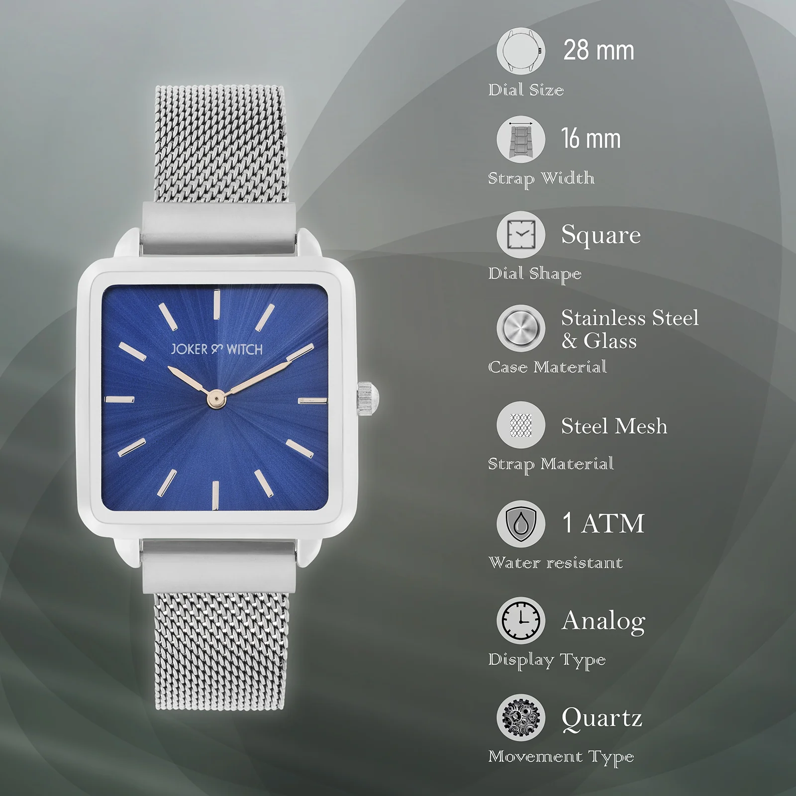 Vintage Blue Small Square Dial Silver Magnetic Strap Women's Watch - Image 7
