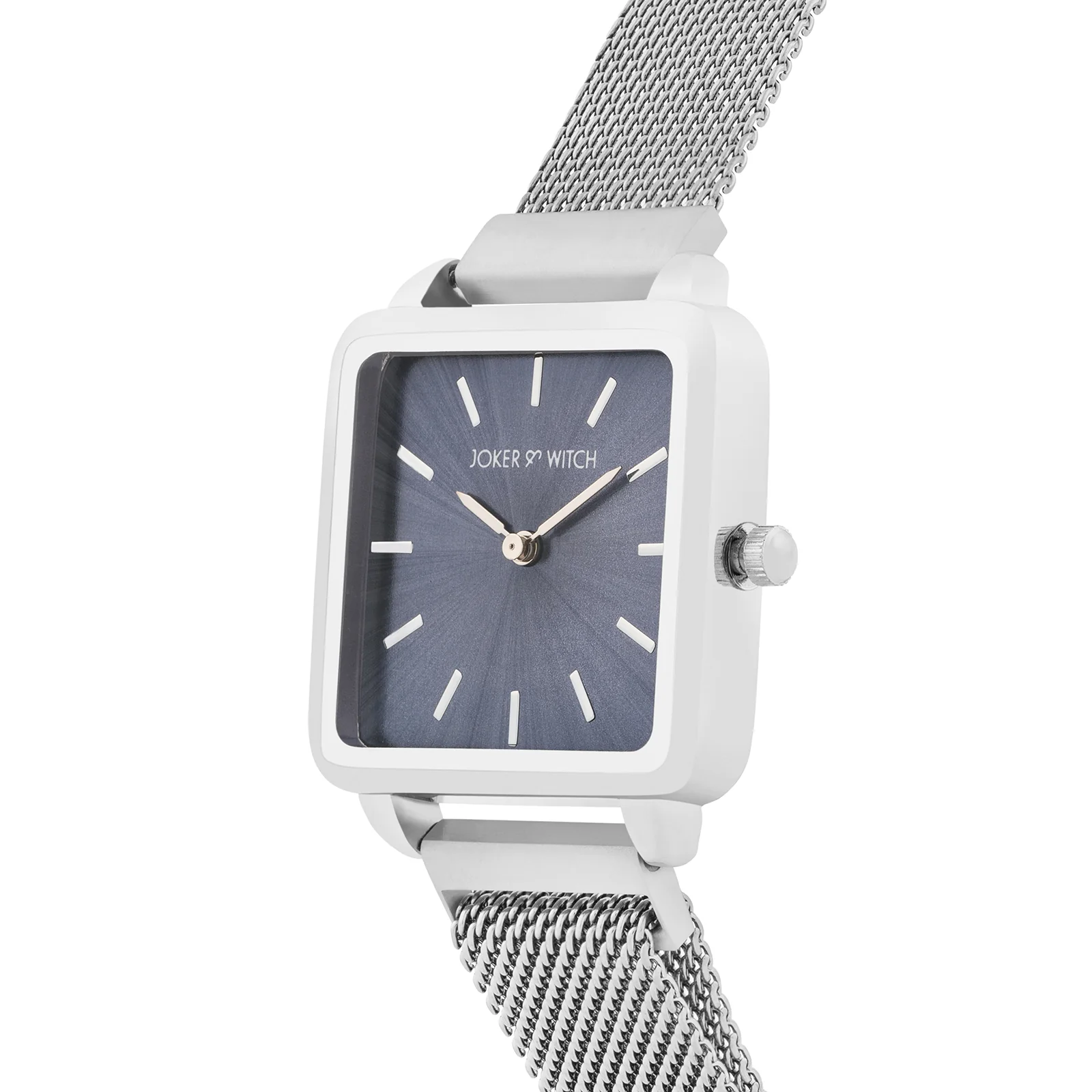 Vintage Grey Small Square Dial Silver Mesh Strap Women's Watch - Image 4