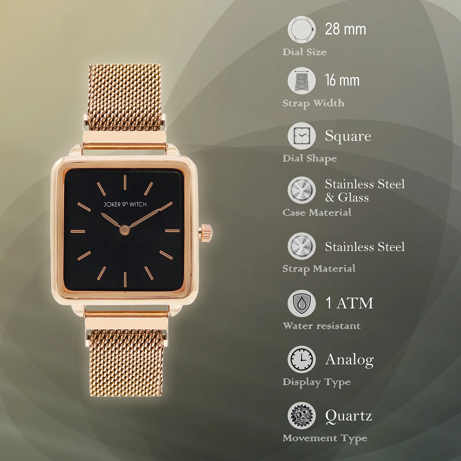 Vintage Black Small Square Dial Rose Gold Magnetic Strap Women's Watch - Image 9