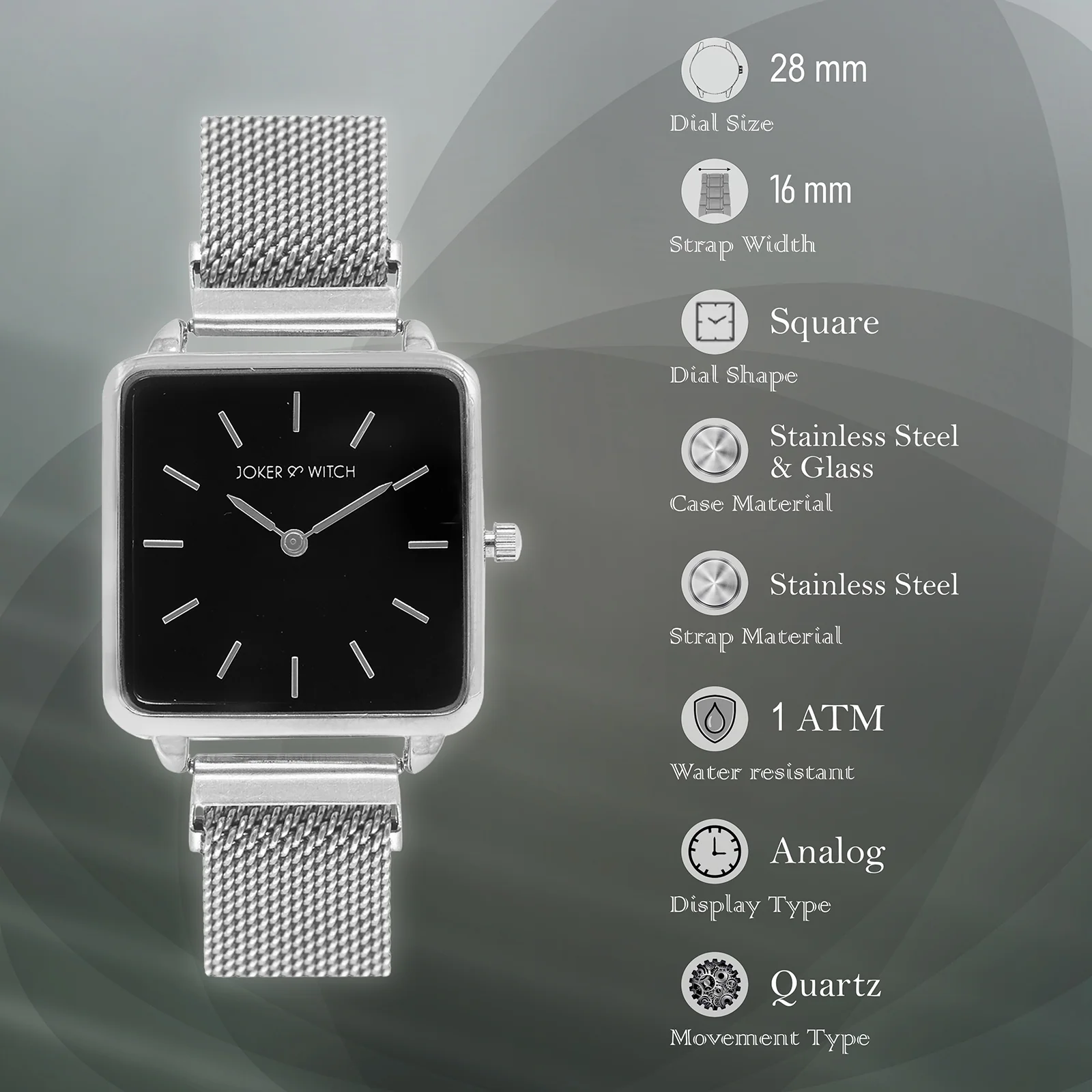 Vintage Black Small Square Dial Silver Magnetic Strap Women's Watch - Image 8
