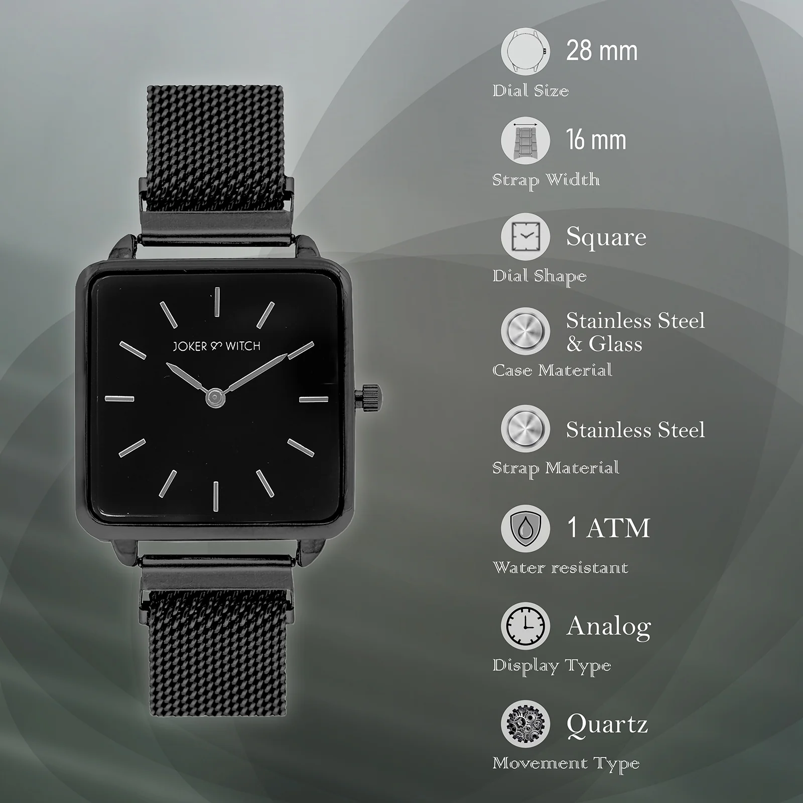 Vintage Black Small Square Dial Magnetic Strap Women's Watch - Image 9