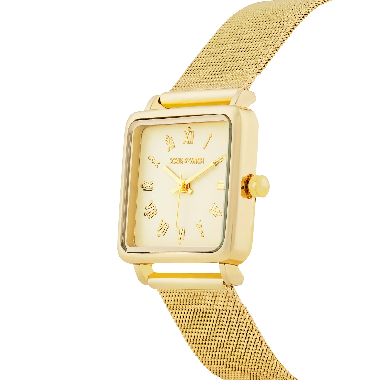 Vintage Gold Small Square Dial Mesh Strap Women's Watch - Image 4
